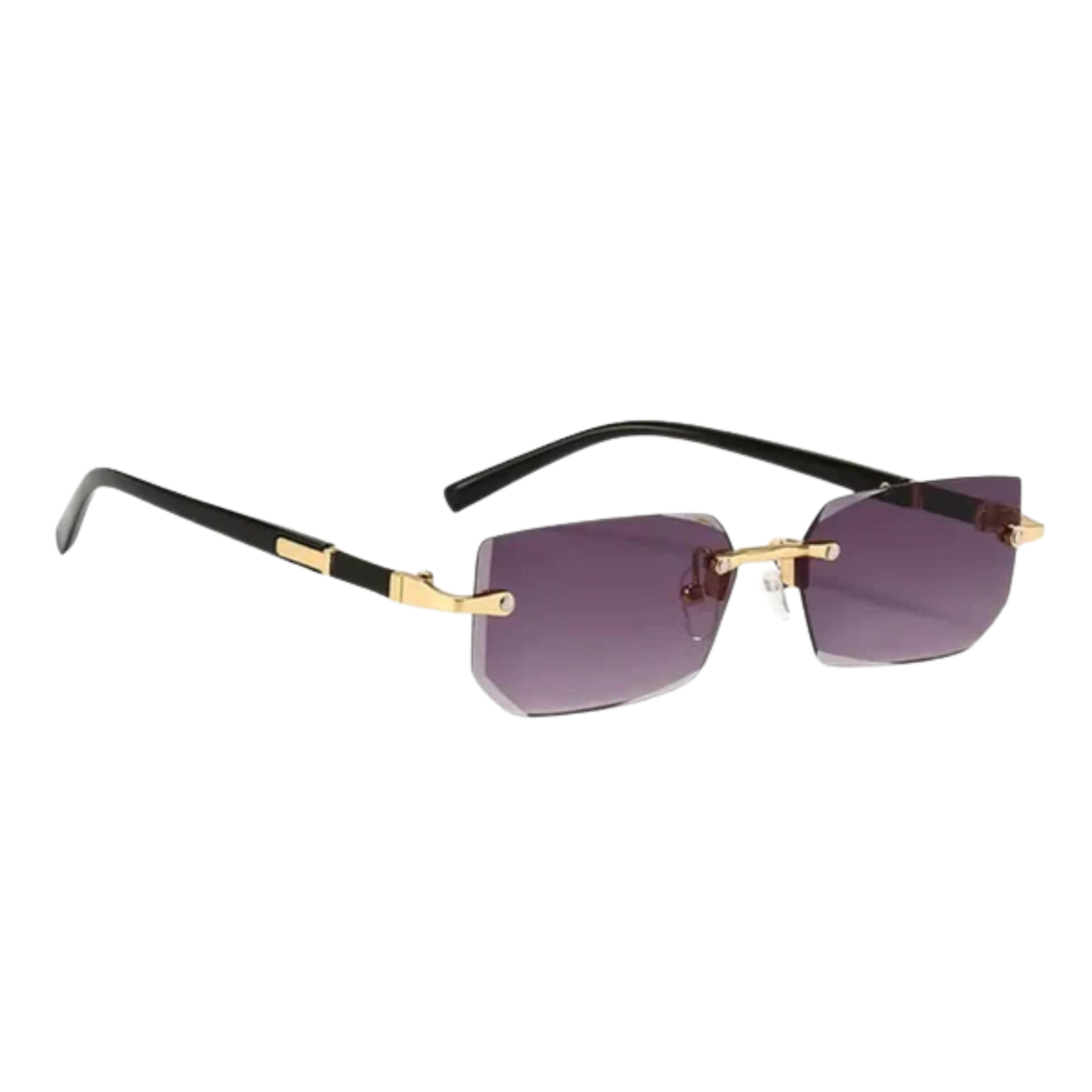 Gafas de sol rectangulares sin montura para hombre con puente de metal