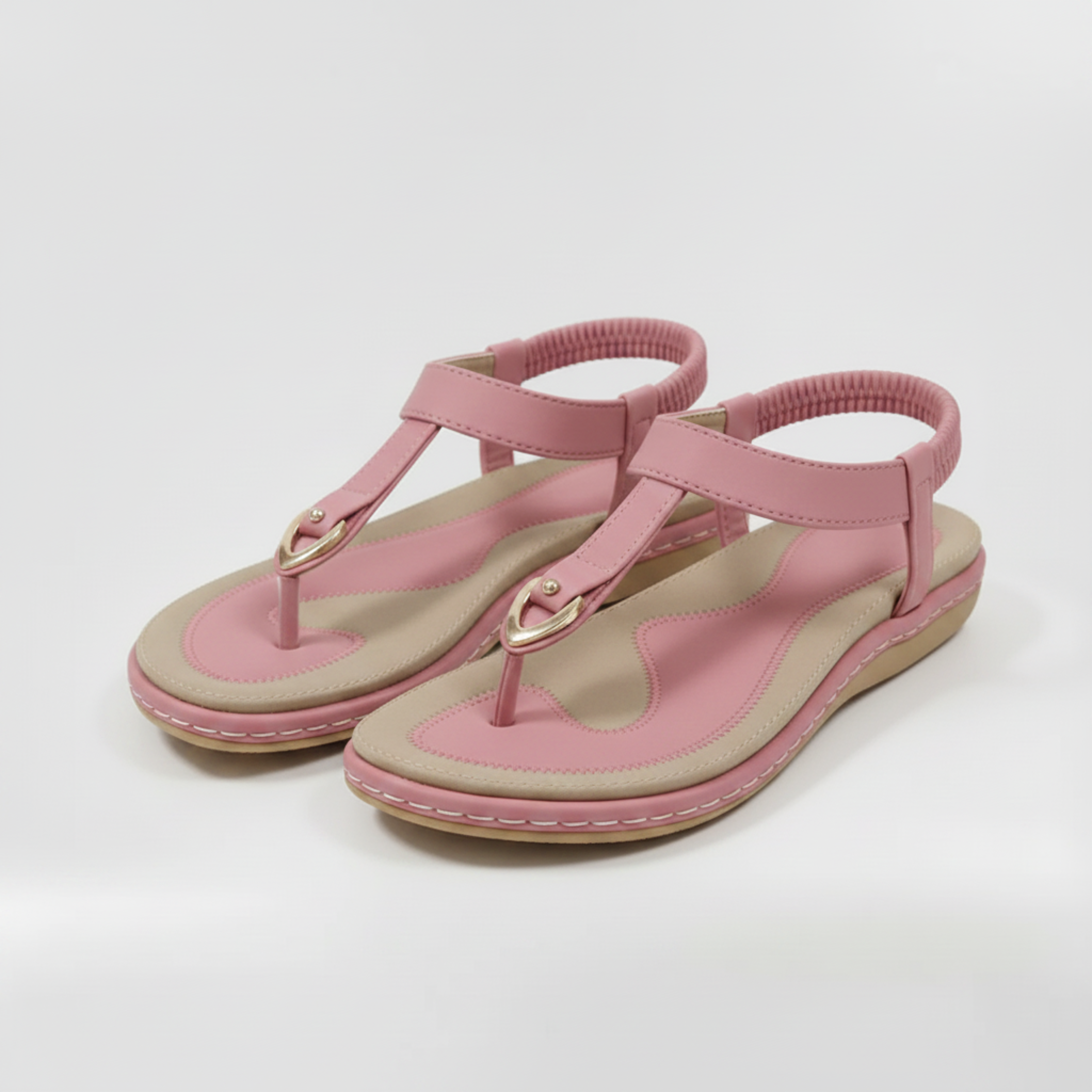 Flade sandaler til kvinder med elastisk bagrem og metal detalje