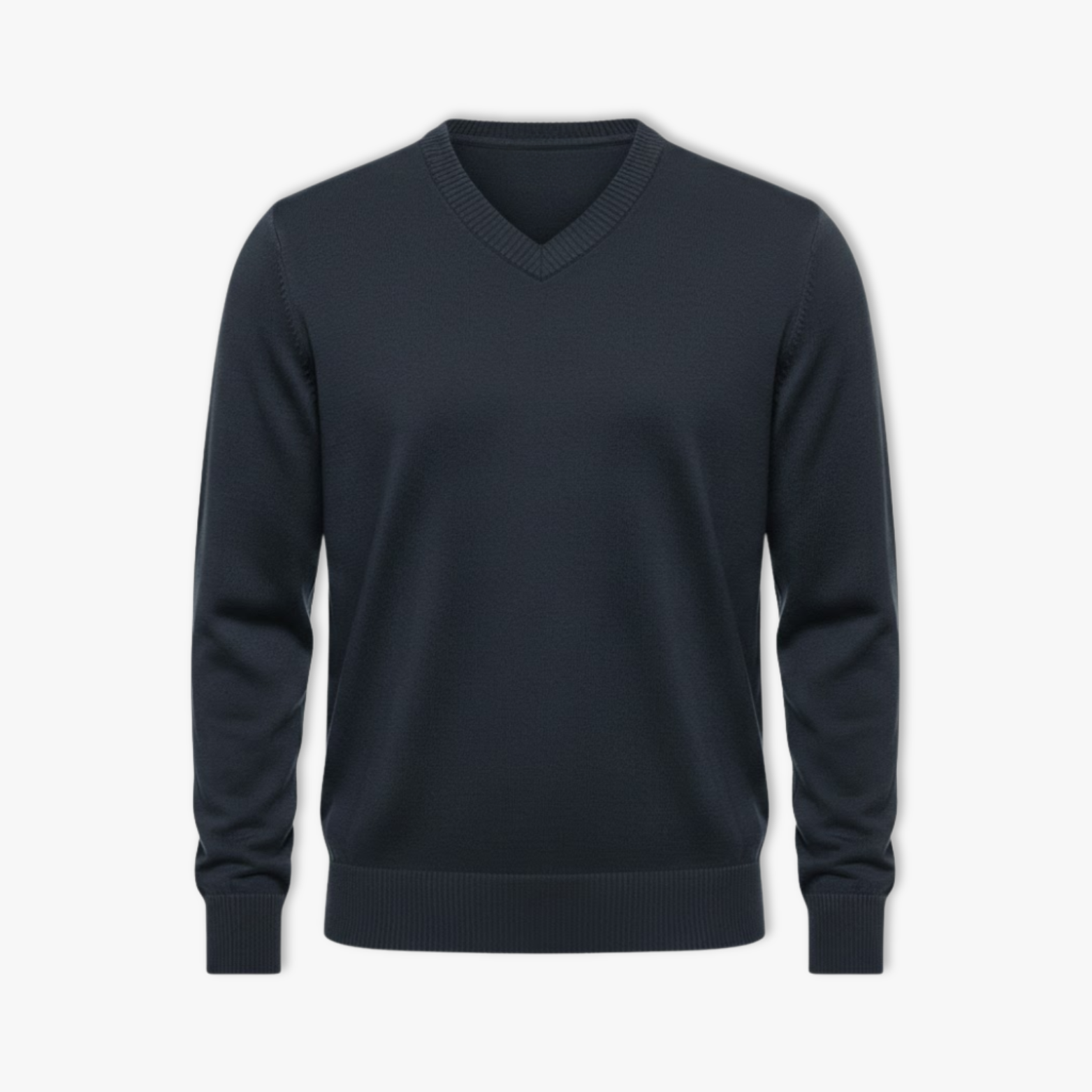 Pull Homme Col V en Coton Uni Noir
