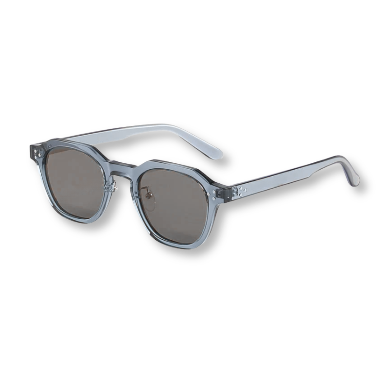 Polarized Hexagonal Sunglasses with Acetate Frame and Double Bridge