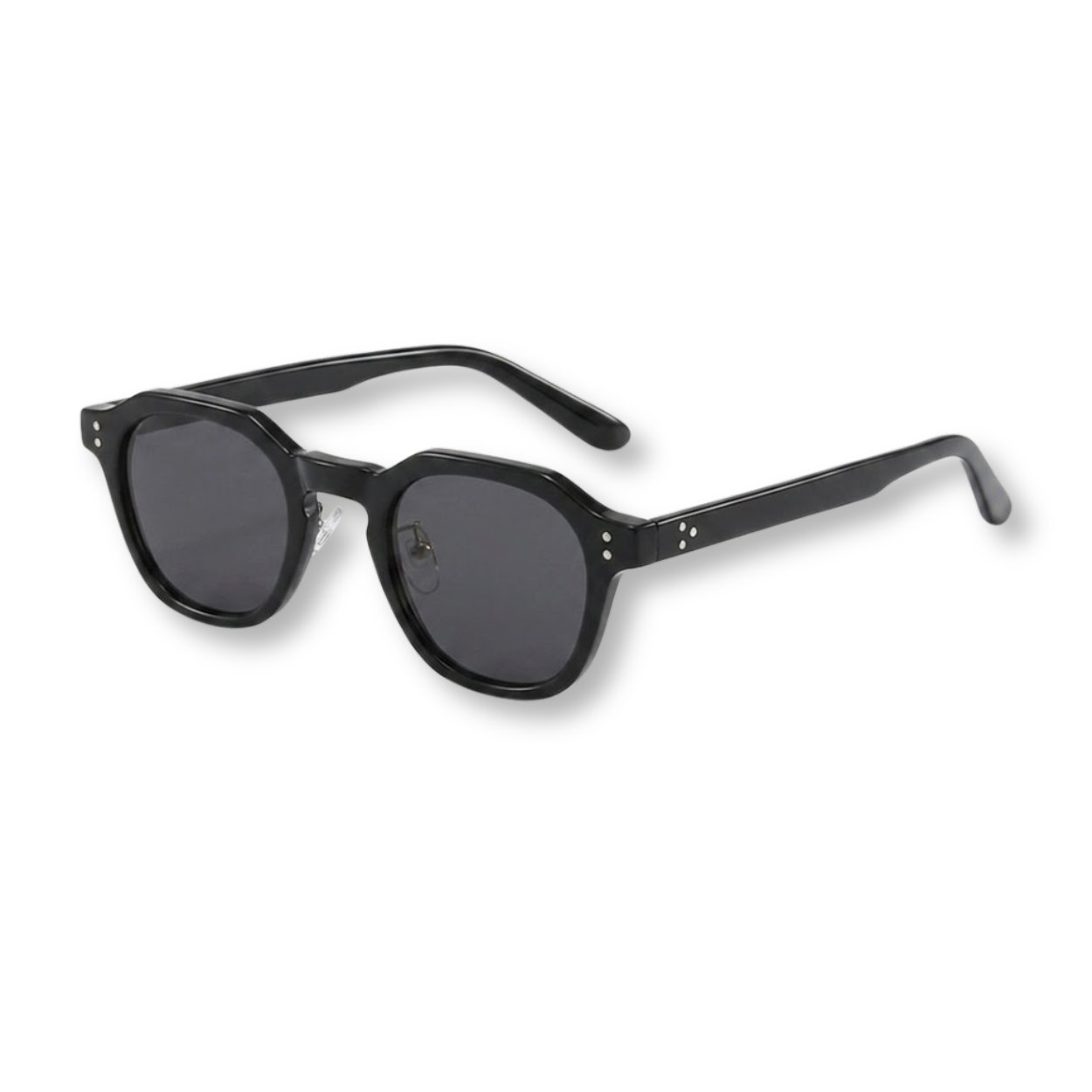 Polarized Hexagonal Sunglasses with Acetate Frame and Double Bridge