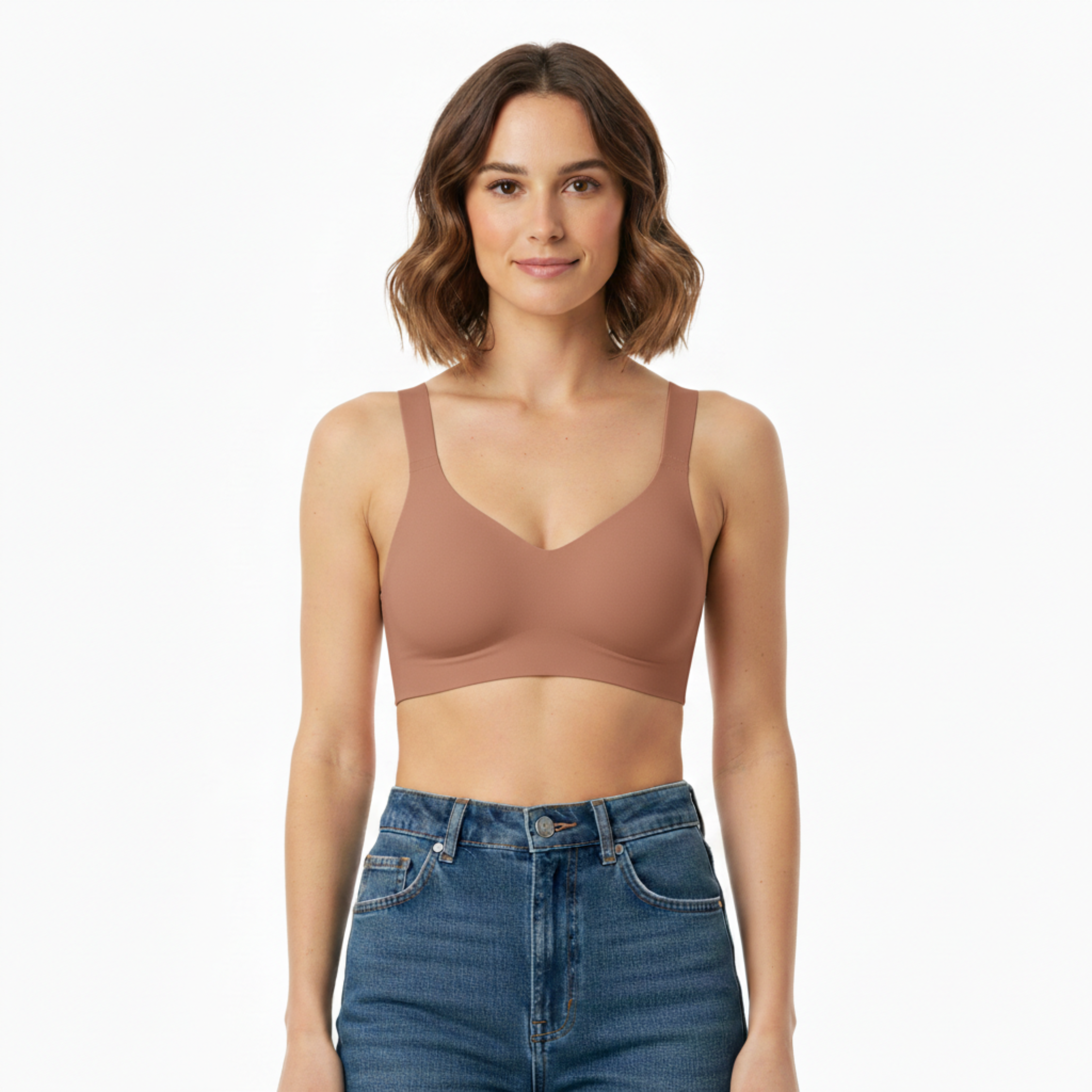 Sujetador push-up sin aros y sin costuras para mujer con tirantes ajustables y cierre de cuatro ganchos