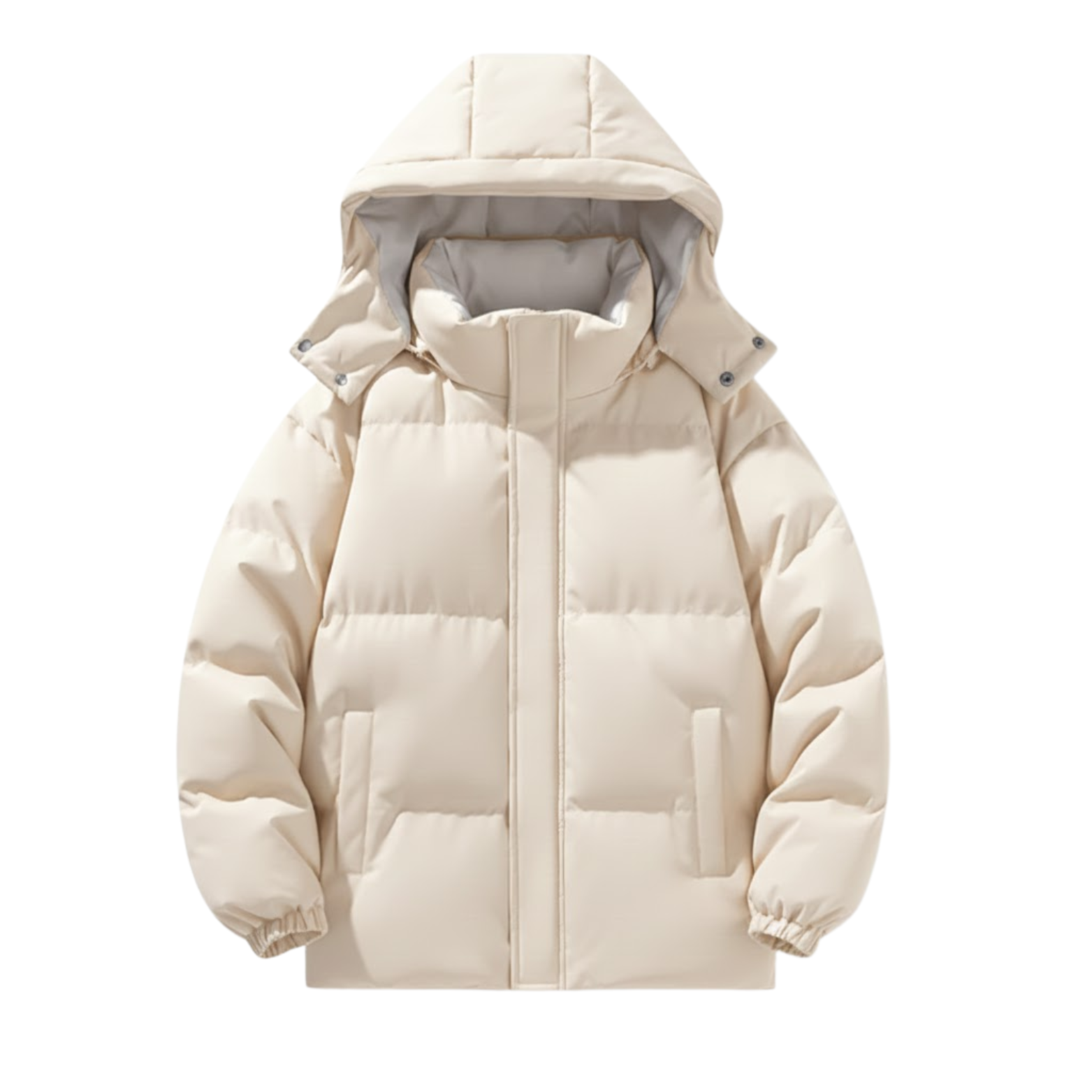 Thick solid color cotton jacket with hood, warm for winter