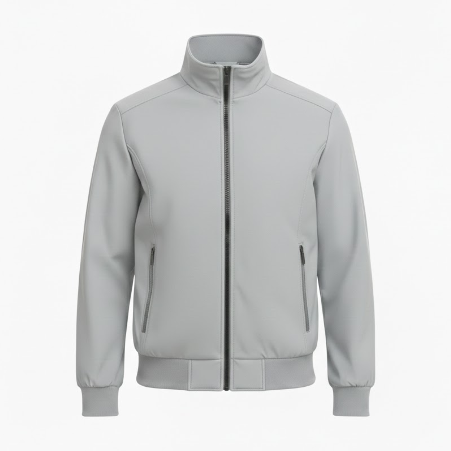 Light bomber jacket for men with stand-up collar and zipper, slim fit