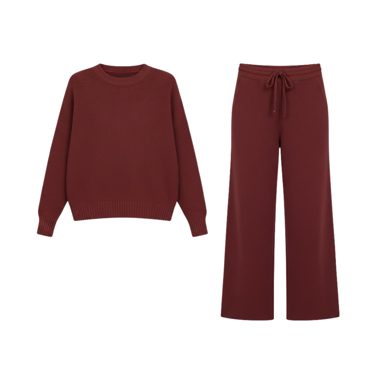 Knitted Set Woman Loose Sweater Wide Pants