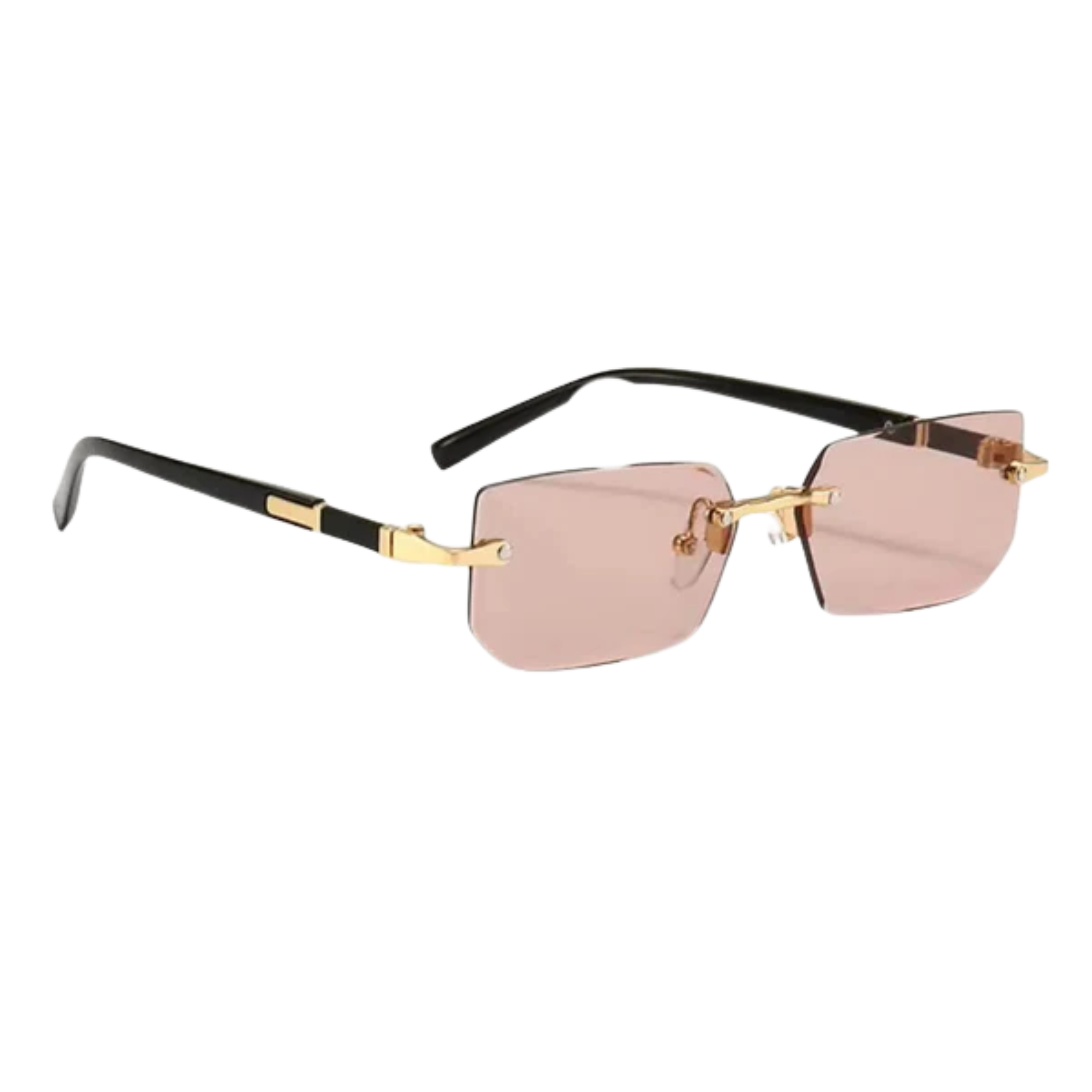 Gafas de sol rectangulares sin montura para hombre con puente de metal