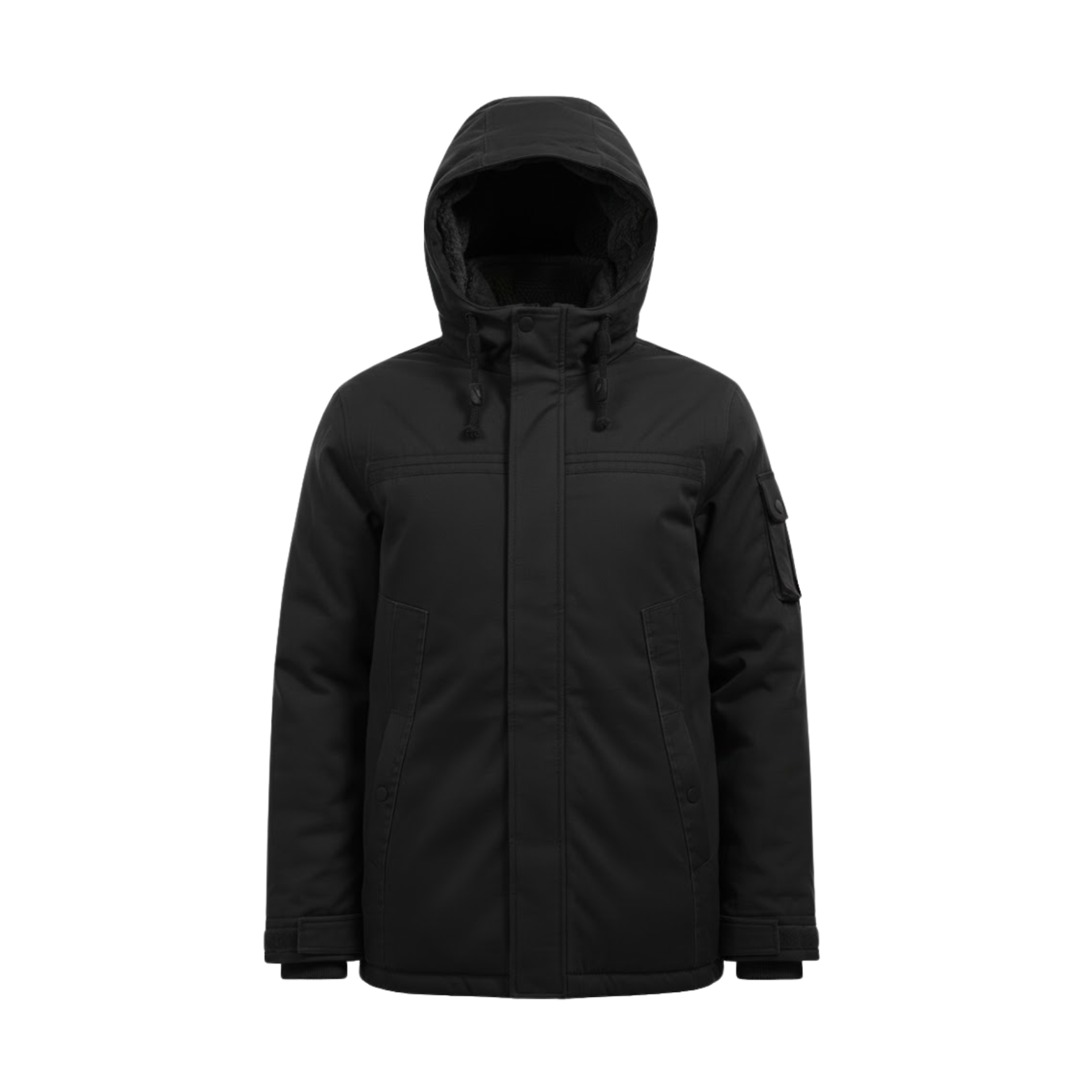 Parka Homem Militar em Algodão Lavado e Polar Grosso