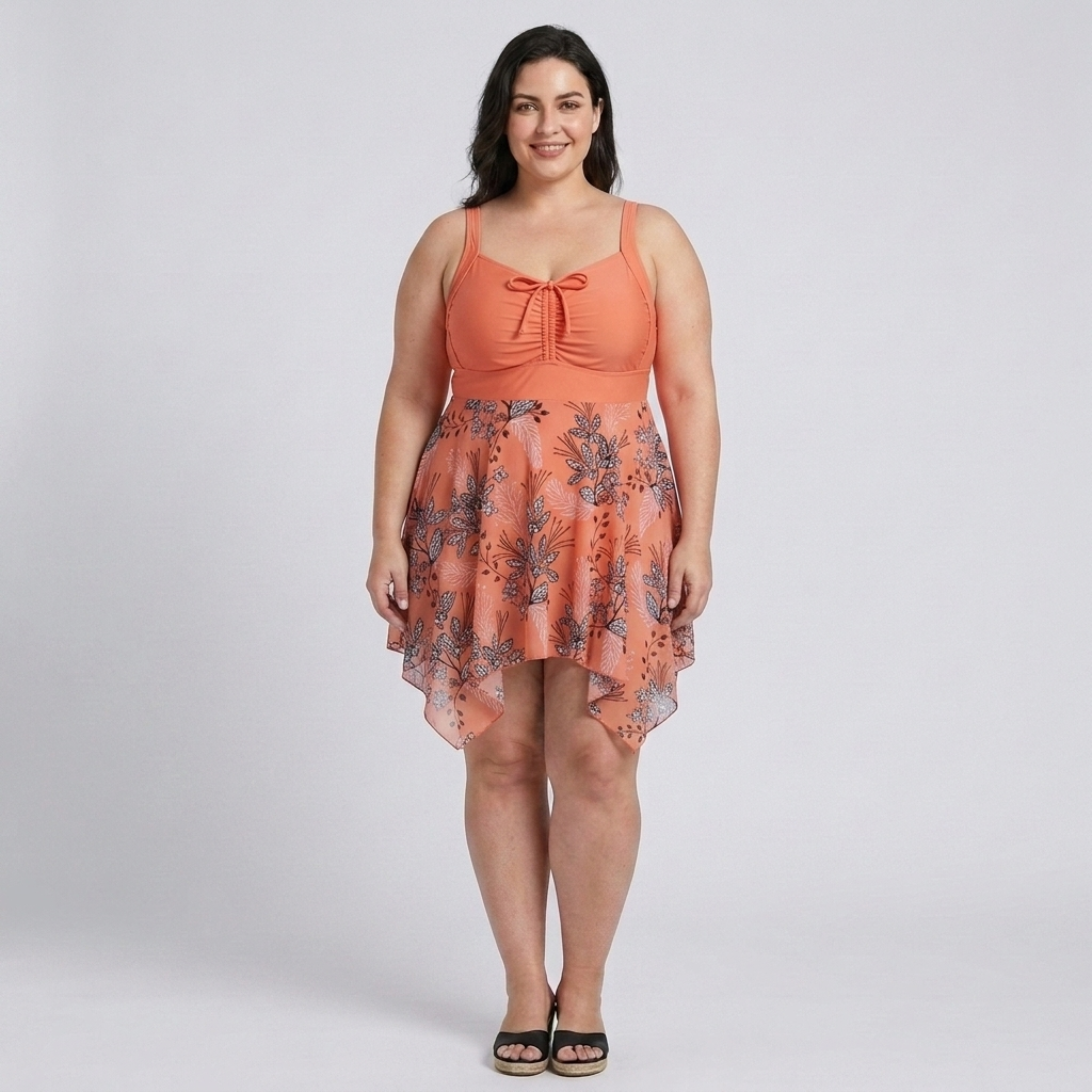 Vestito da bagno taglia grande per donna con gonna integrata stampata