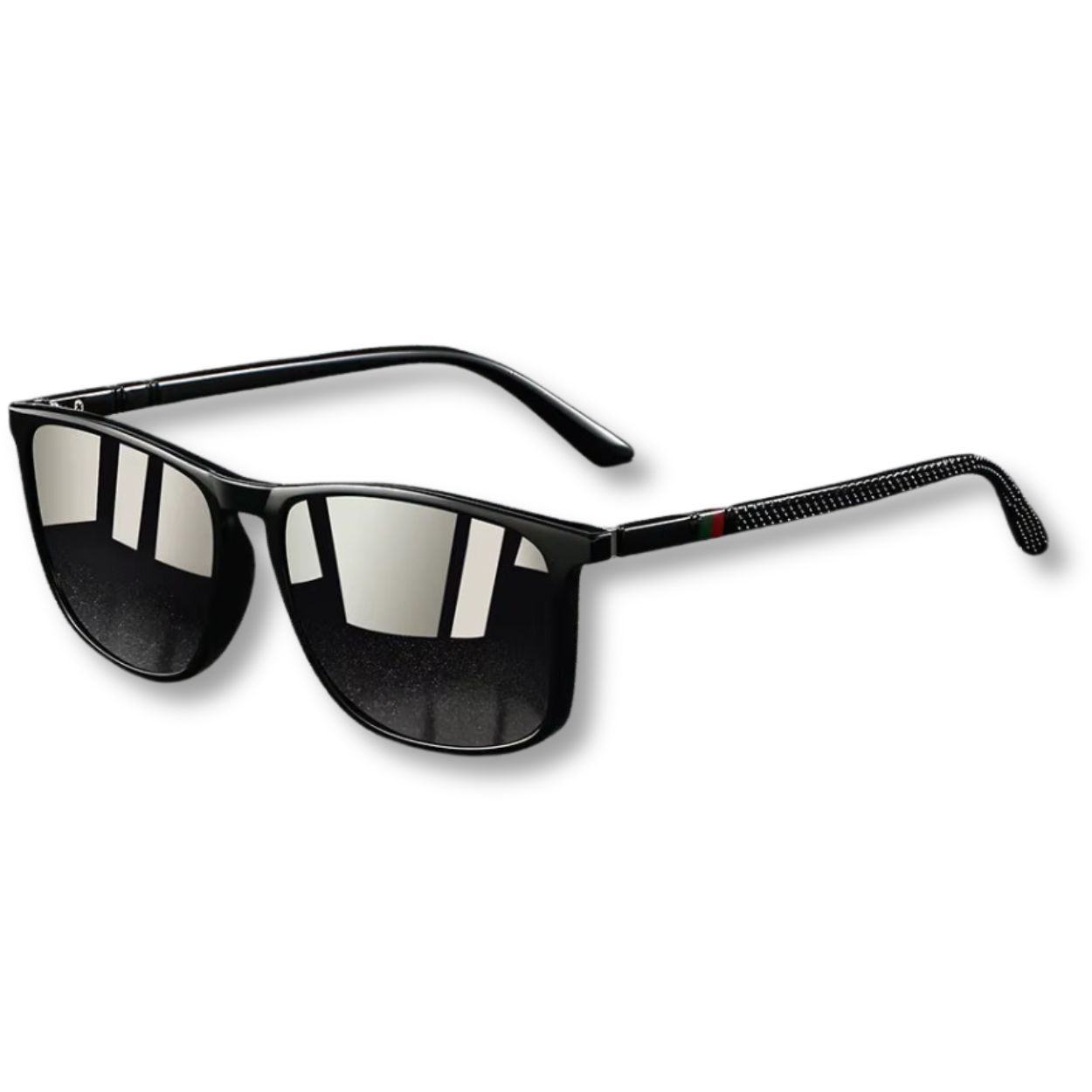 Polarized Square Sunglasses with Non-Slip Temples and Spring Hinges