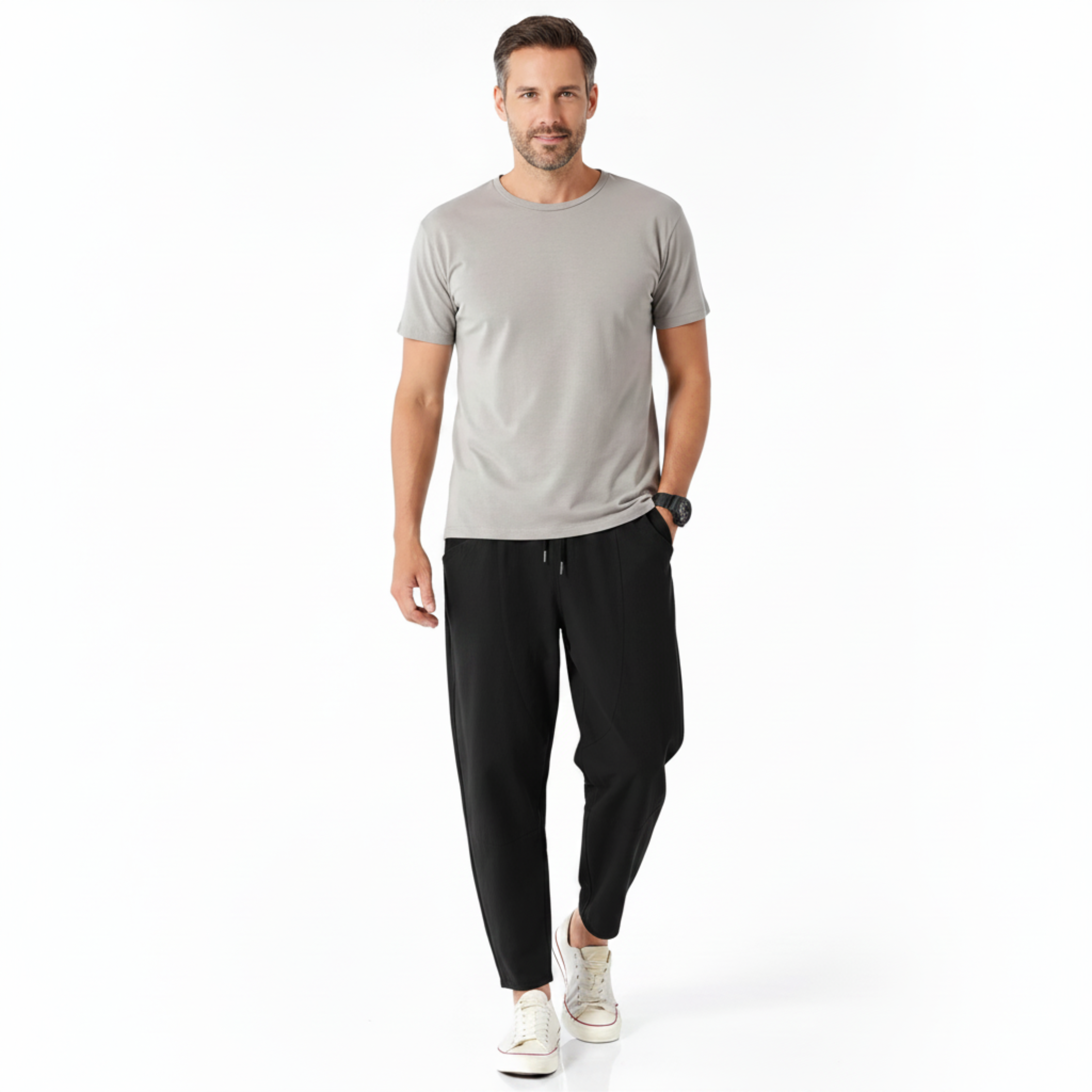 Pantalone Capri in Misto Cotone e Lino con Vita Elastica Regolabile