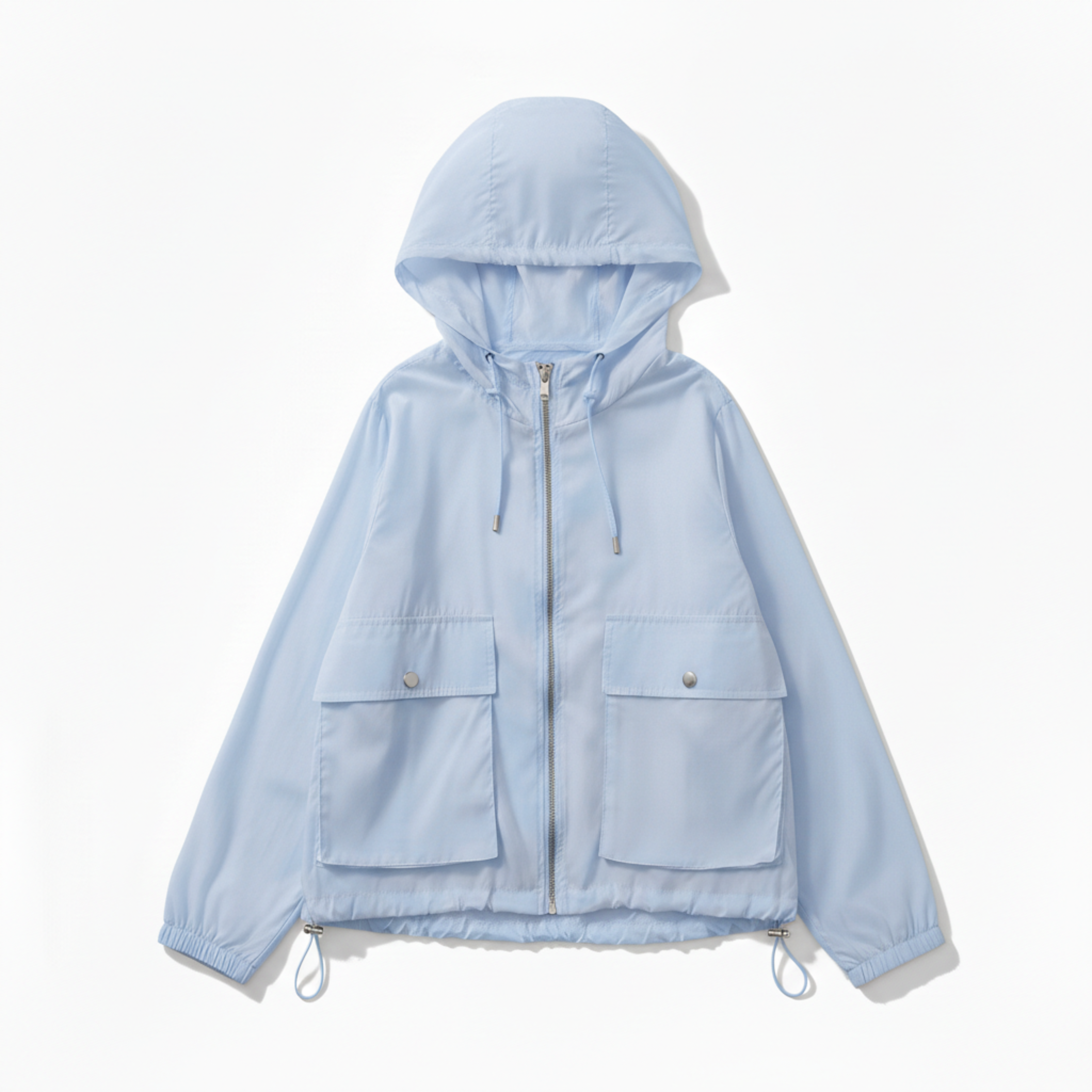 Veste de Protection Solaire Légère à Capuche et Fermeture Éclair pour Femme