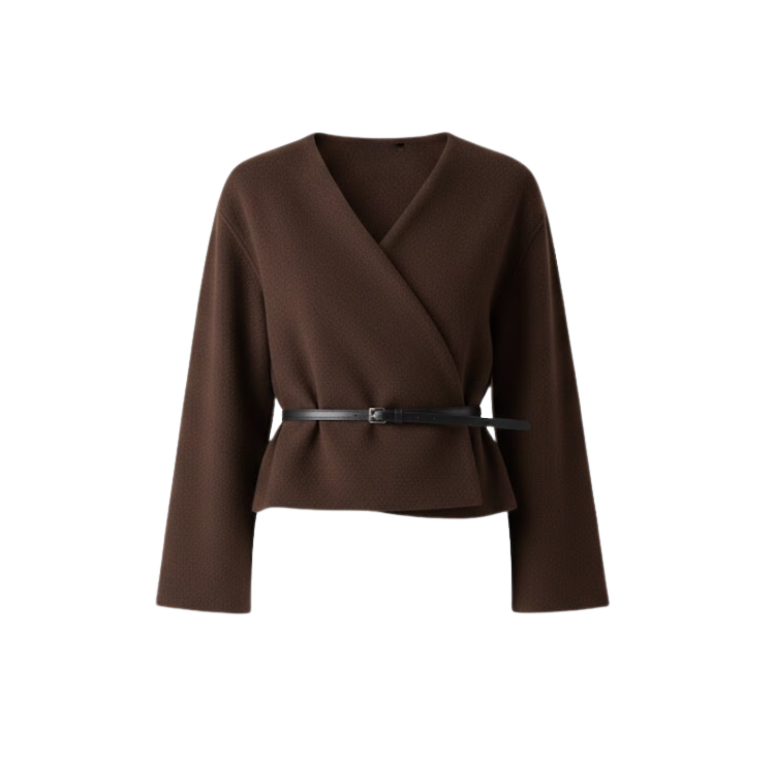 Manteau court pour femme avec ceinture et col en V croisé veste décontractée