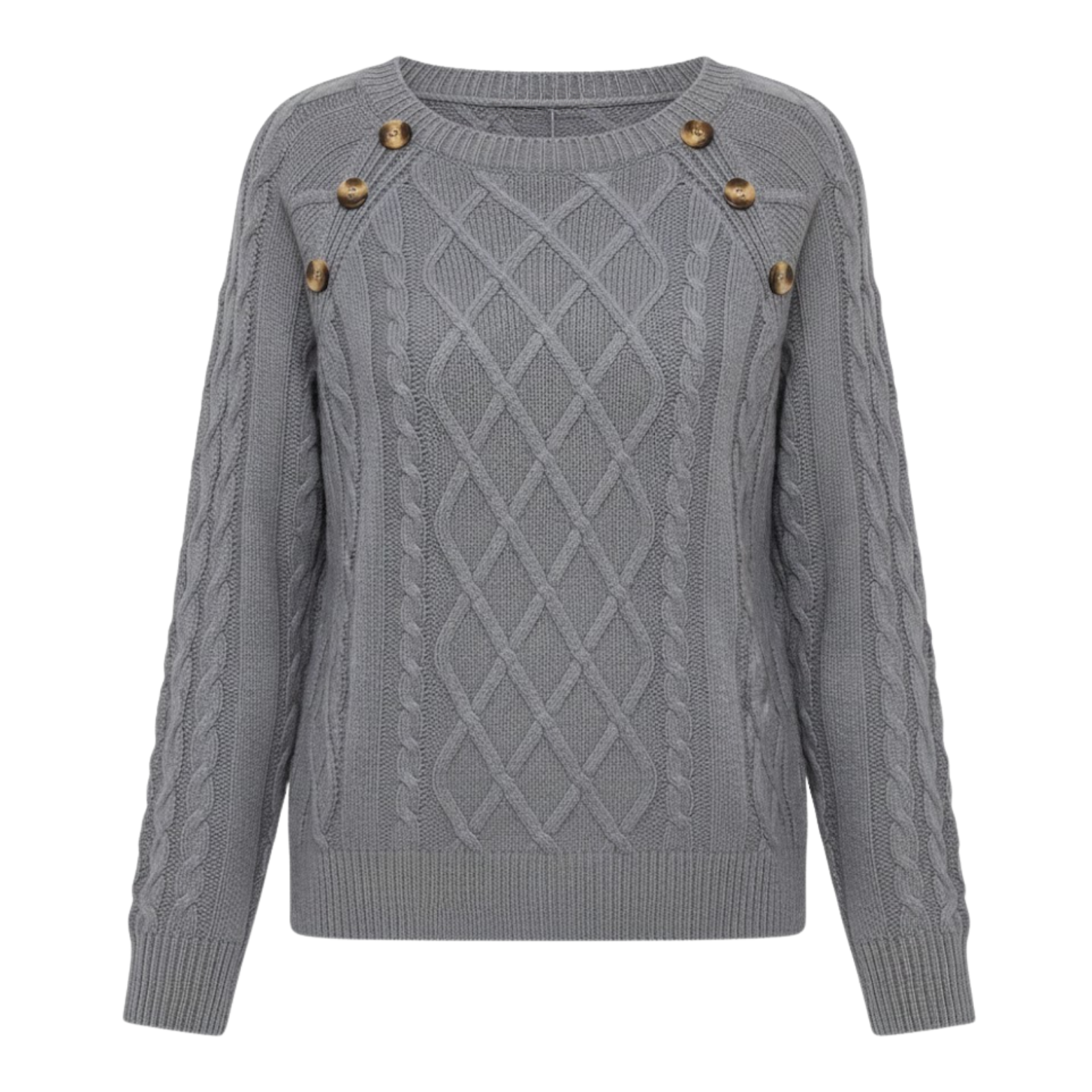 Twisted knit sweater for women, round neck, thick fabric, elegant and stylish