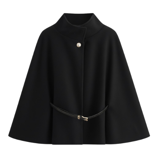 Cape Coats for Women with Bat Sleeves and Belt