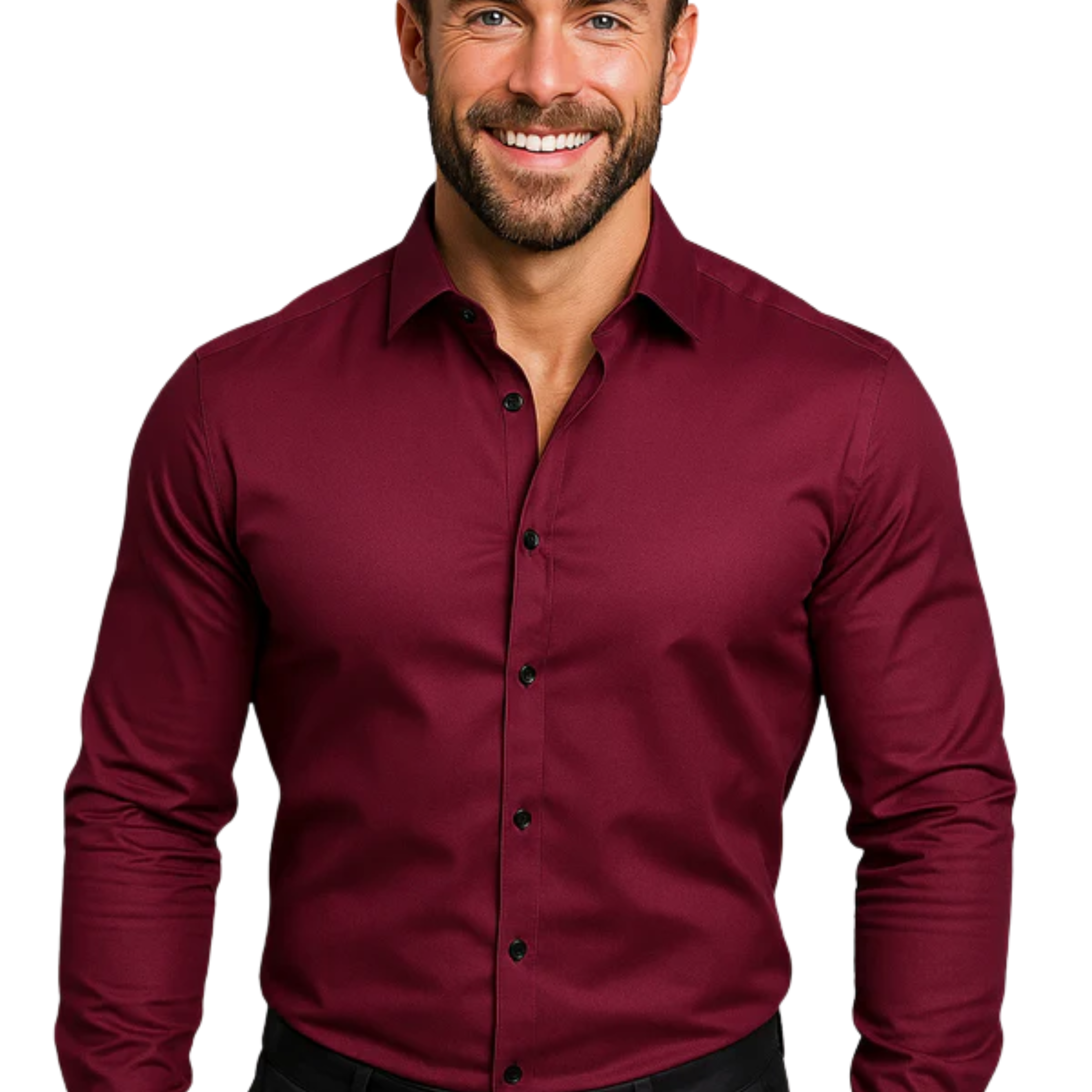 Men's button-down shirt — long sleeves and pointed collar — formal occasion
