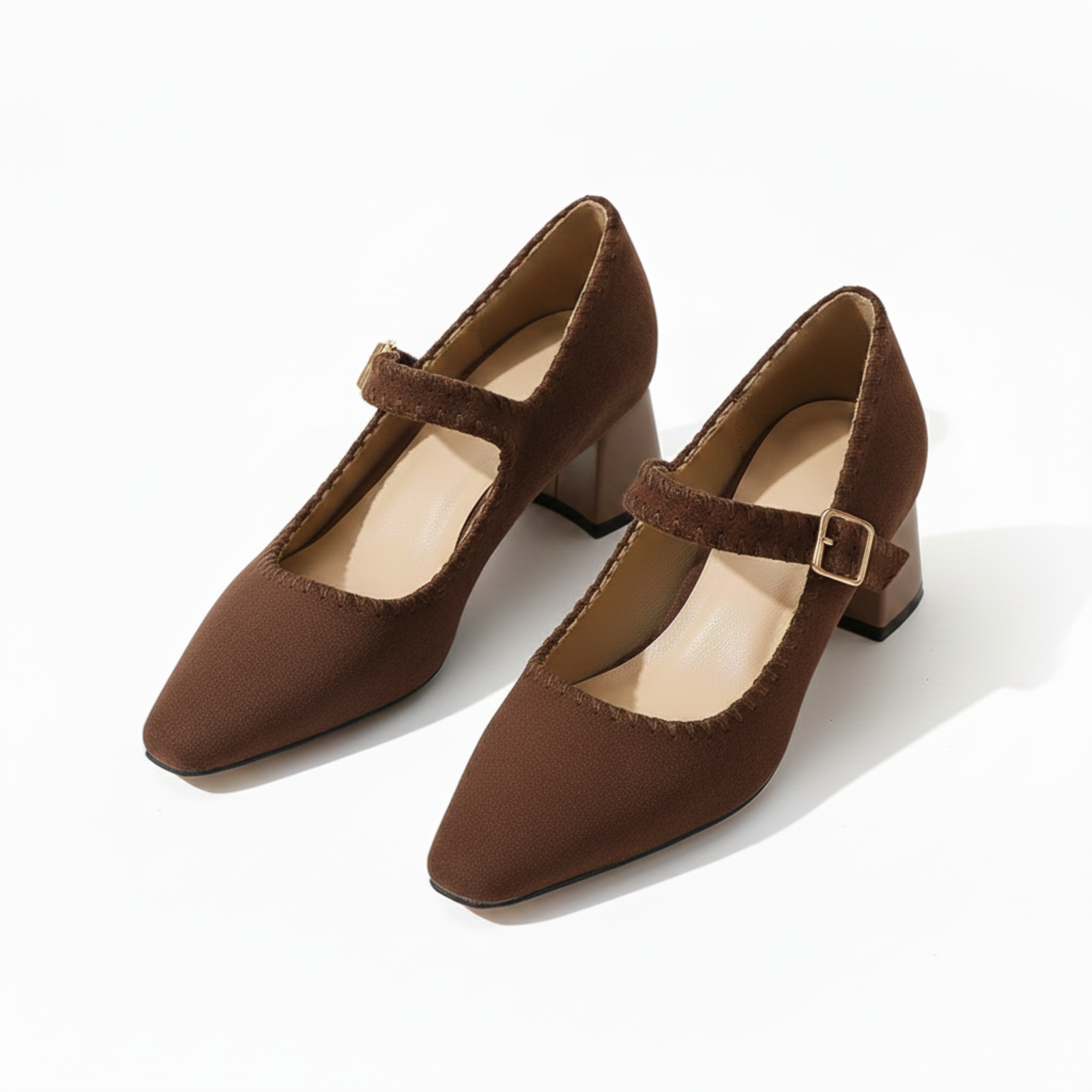 Pointed Toe Suede Pumps with Adjustable Ankle Strap for Women