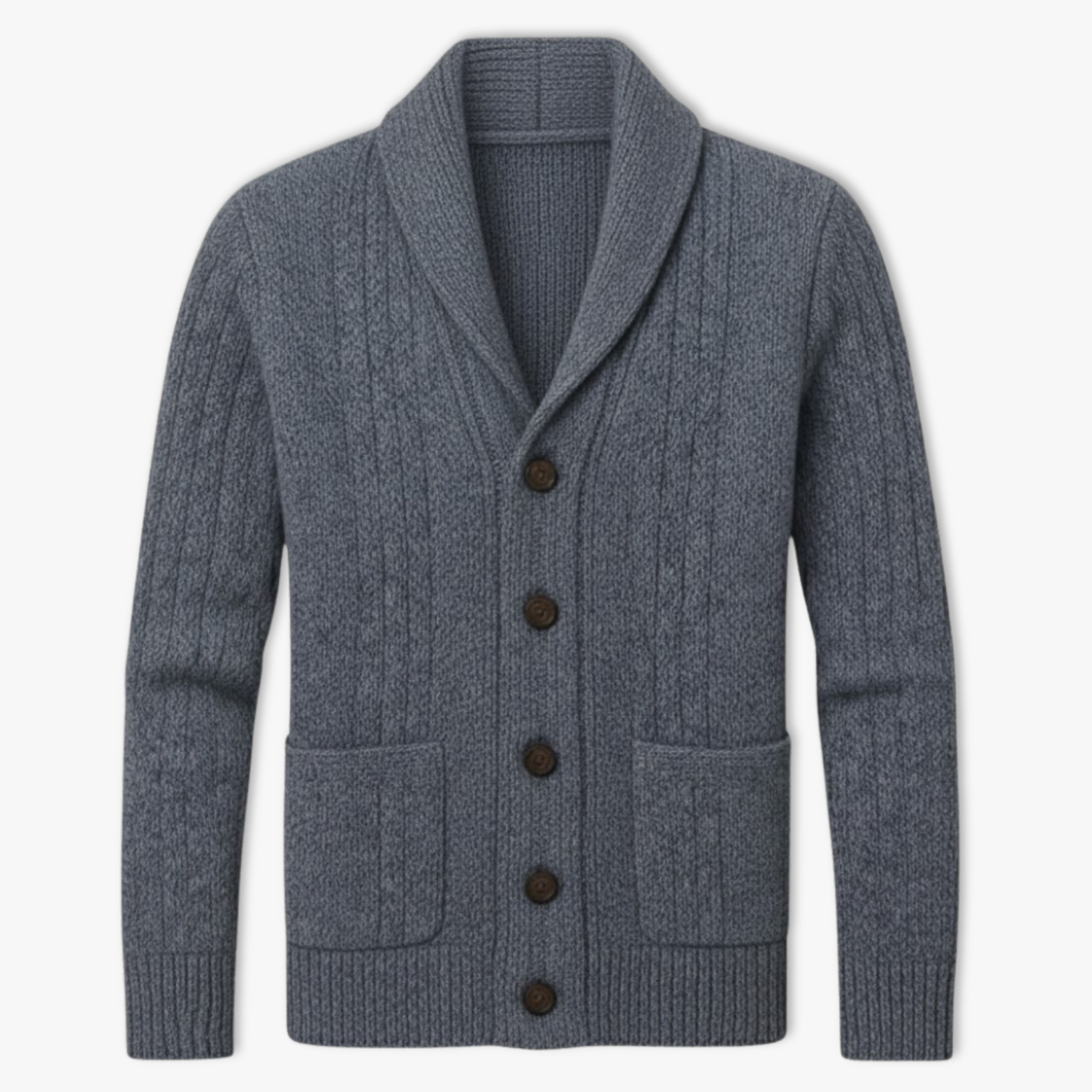 Men's knitted twisted stitch vest with stand-up collar and button closure