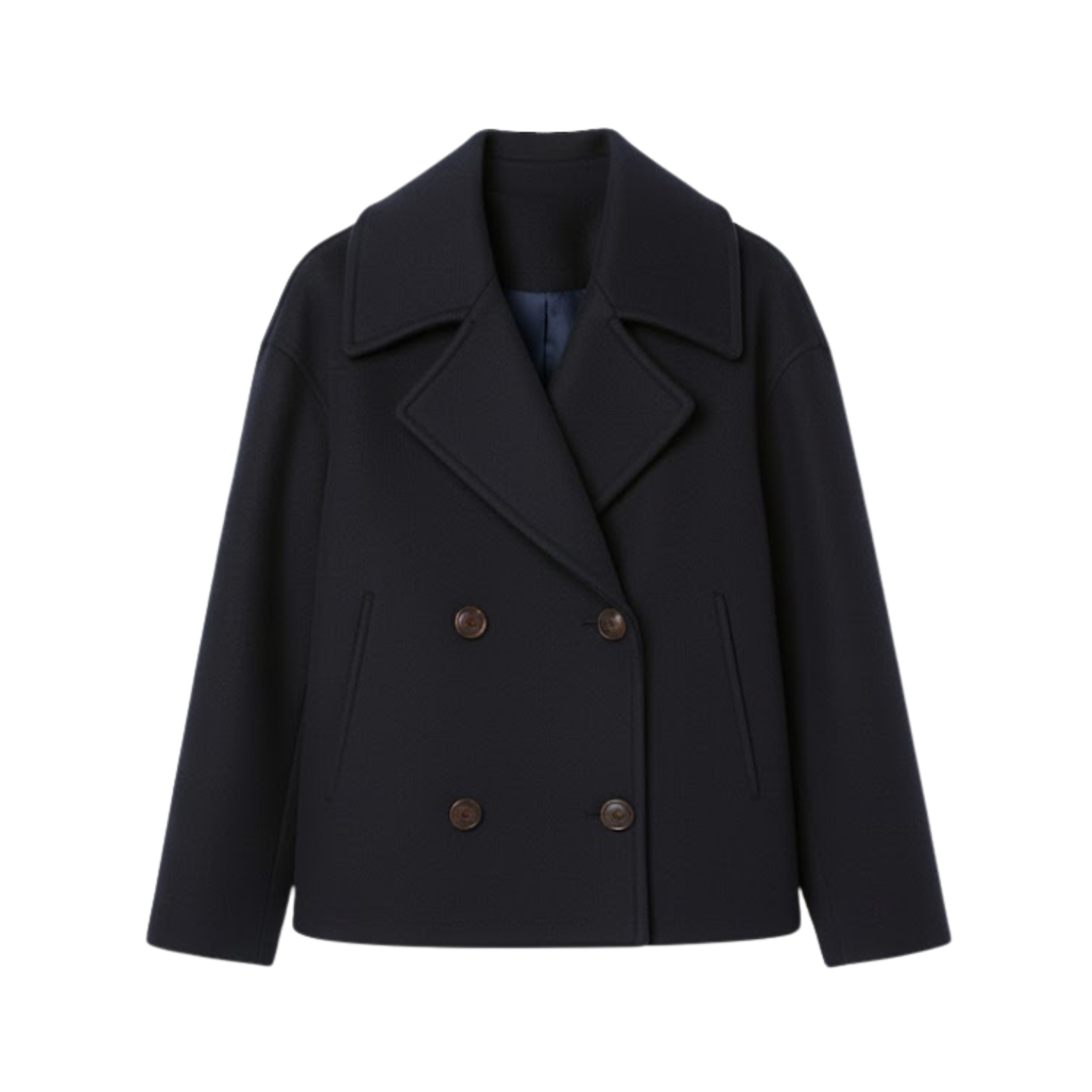 Women's Wool Coat Double-Breasted Versatile with Simple Design
