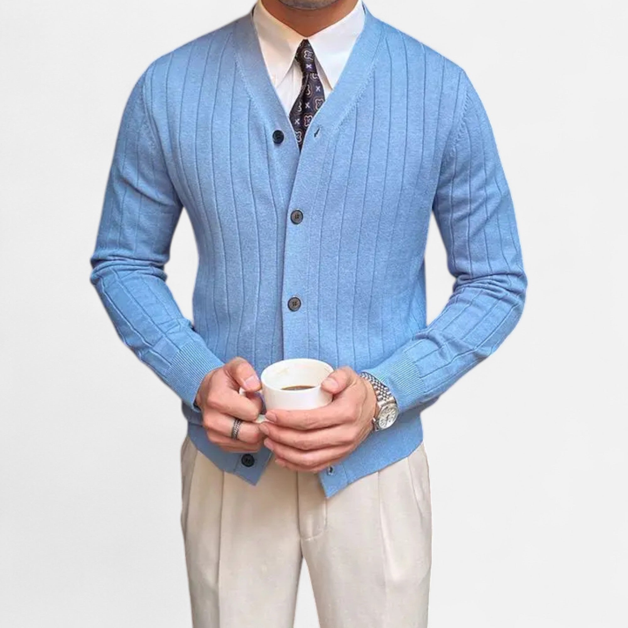 Ancienne Monde | Cardigan Homme Col V Maille Élégante