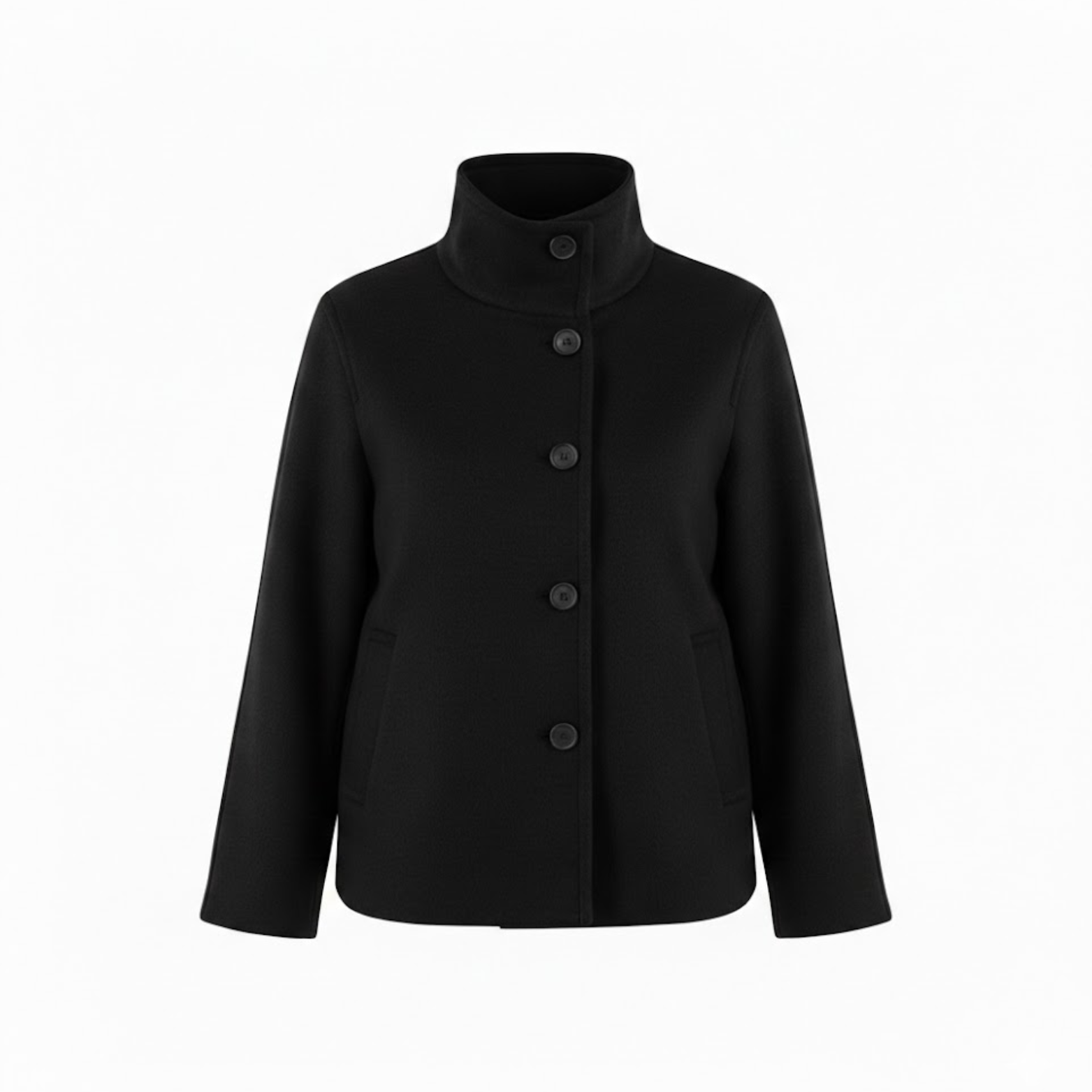 Short jacket for women with a high collar and single-button closure, casual fit
