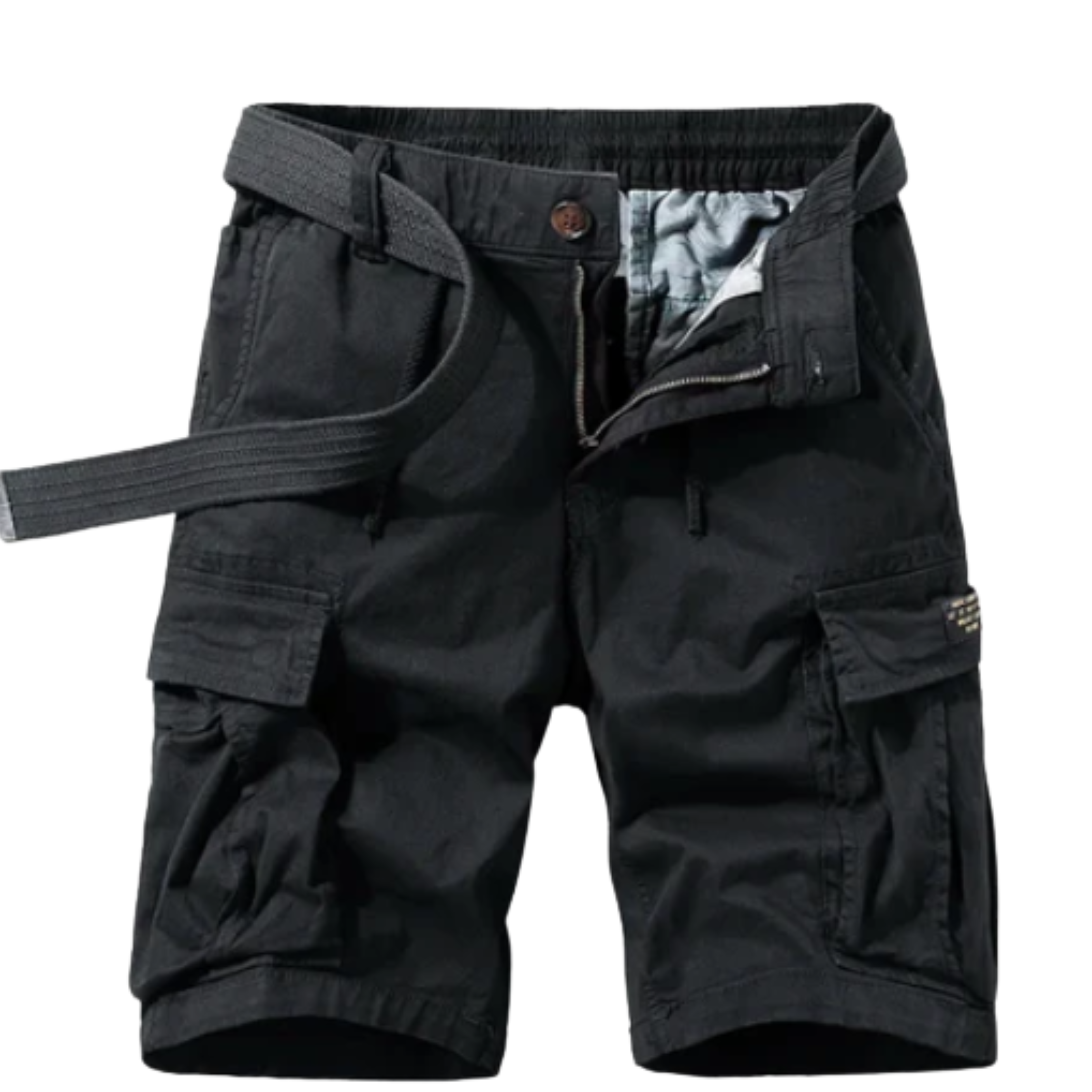 Cotton cargo bermuda shorts — multi-pocket utility style — vacation