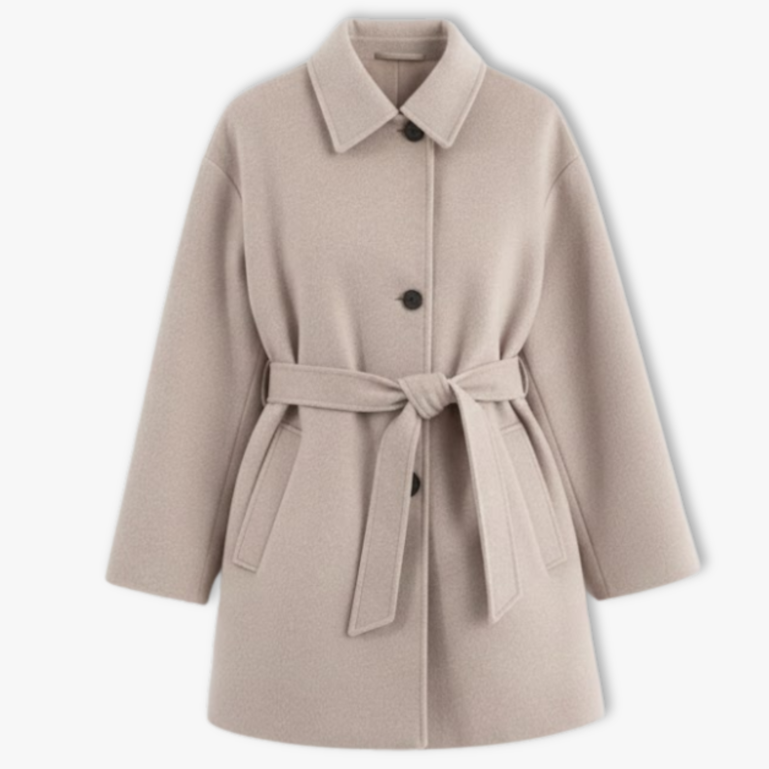 Trendy double collar wool coat for women, long sleeves