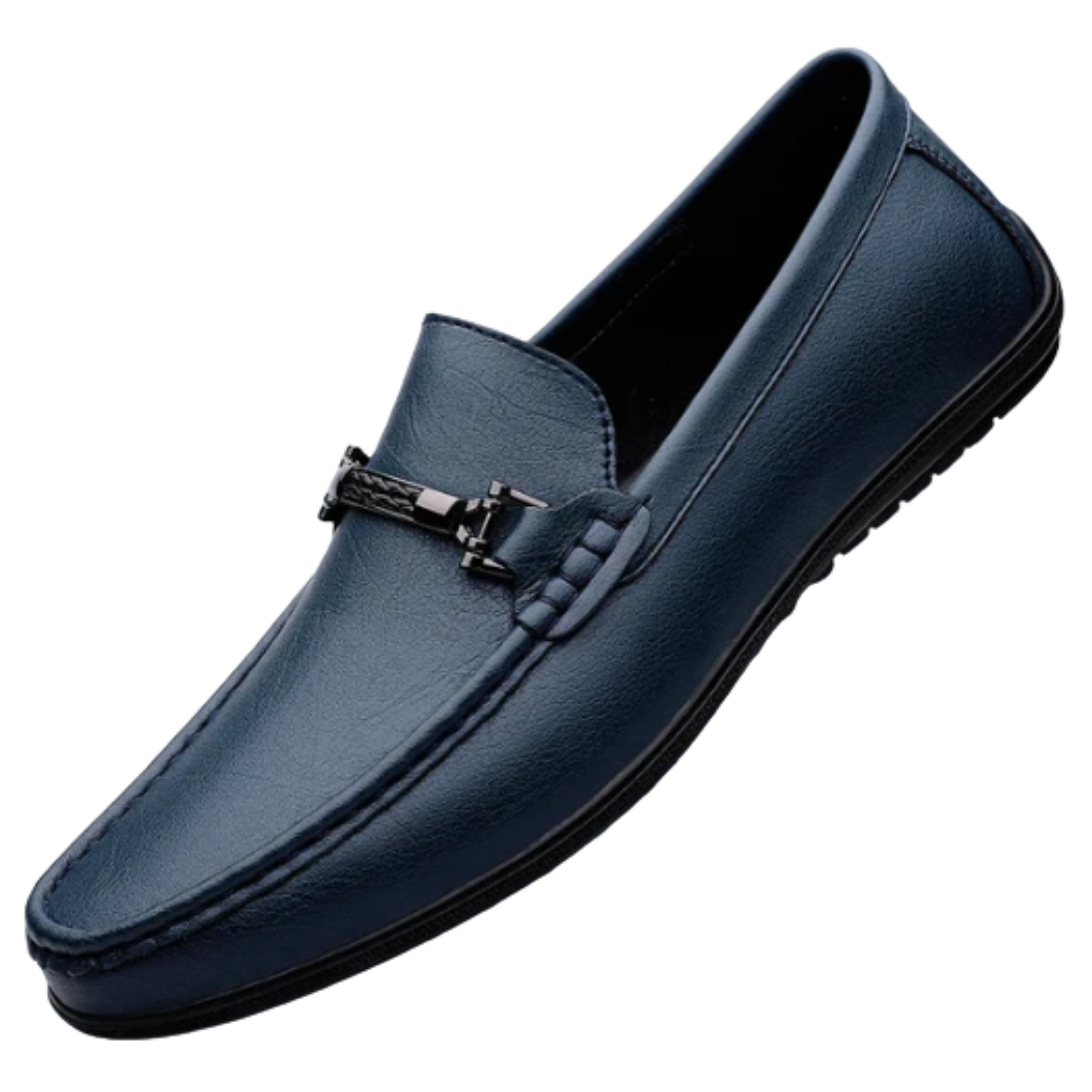 Genuine leather moccasins — metal buckle — casual outings