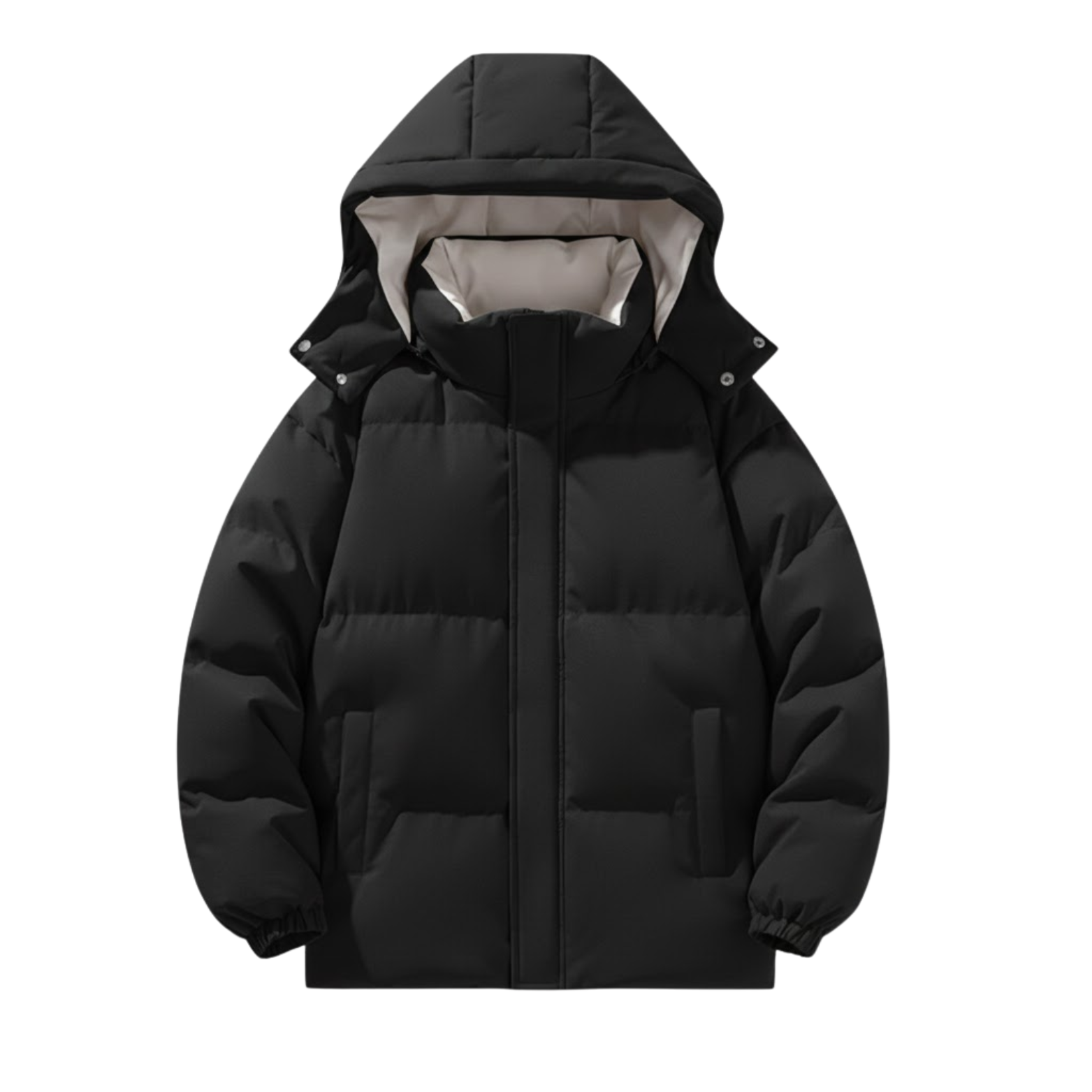 Thick solid color cotton jacket with hood, warm for winter