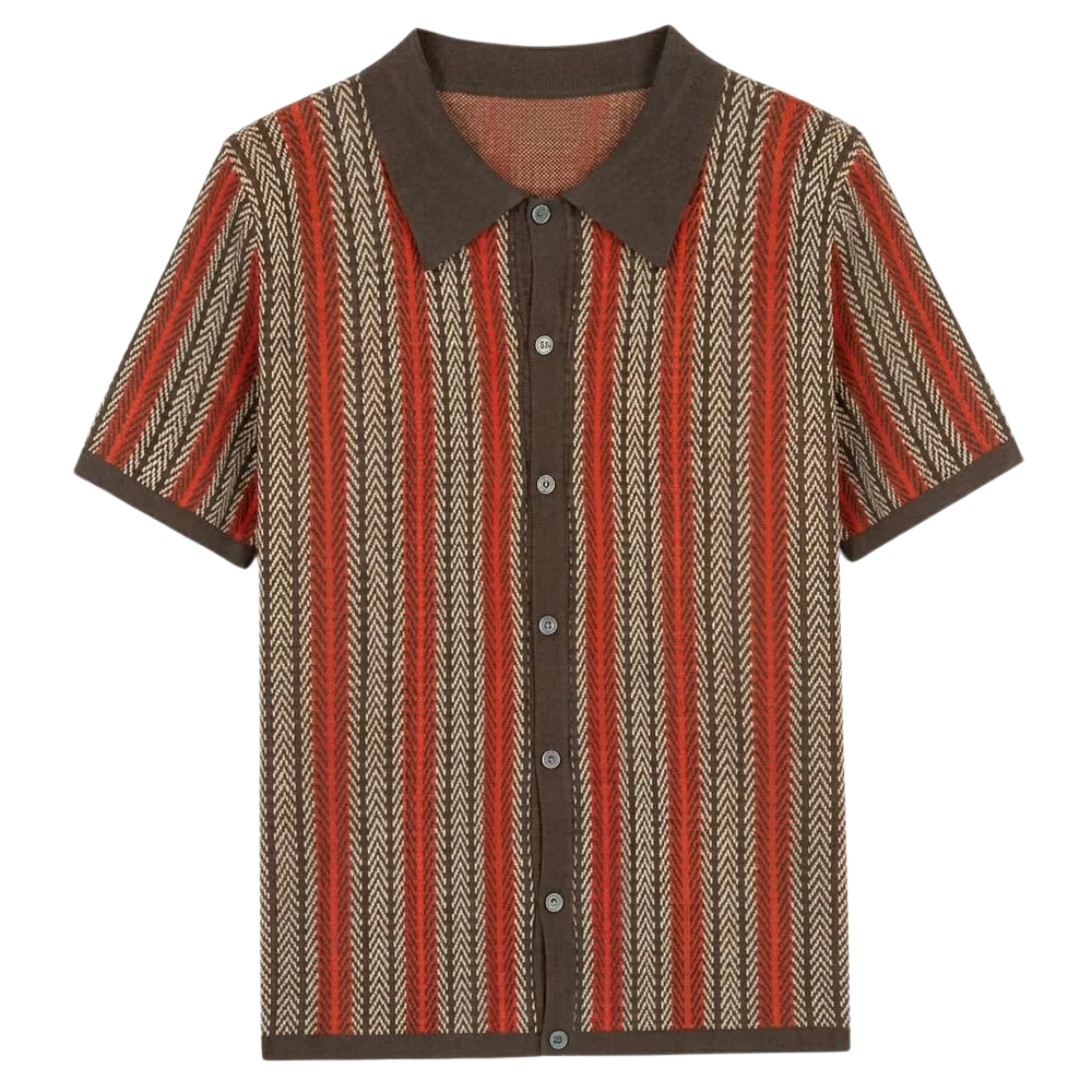 Men's knit polo — vertical stripes — casual resort style