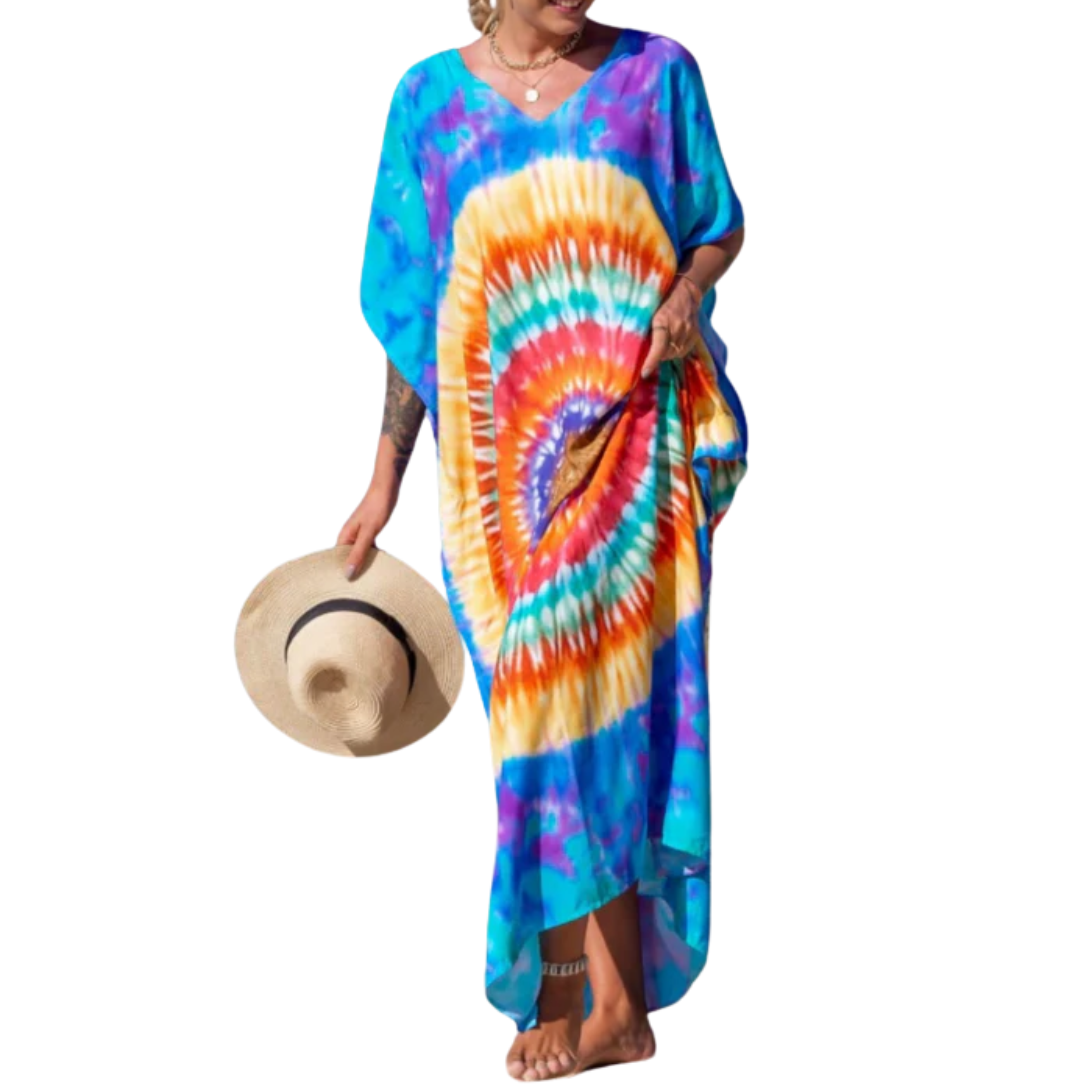 Robe kaftan kimono velká velikost — volný střih — pláž a cestování