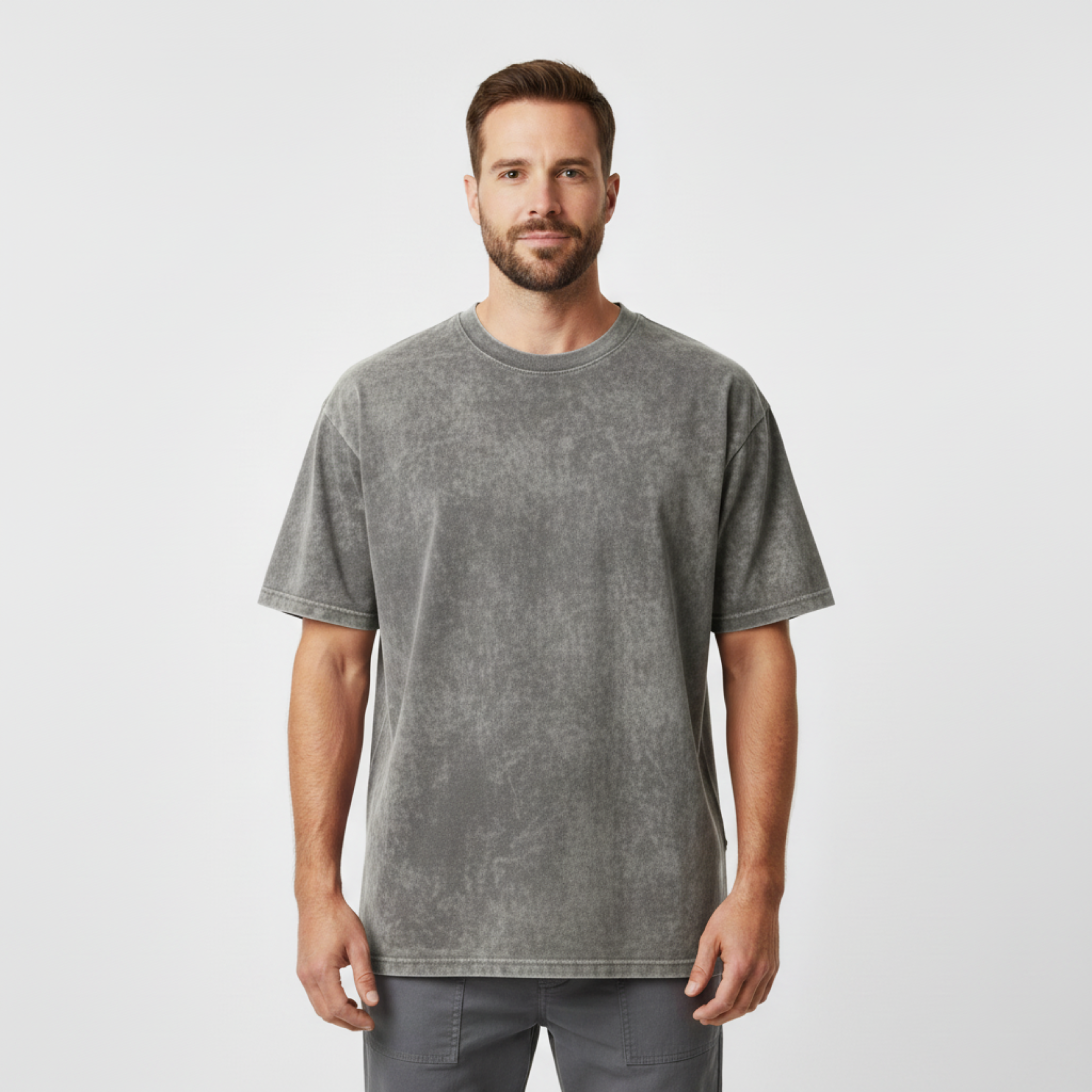 T-shirt Vintage délavé à l'acide en coton épais pour homme et femme coupe oversized