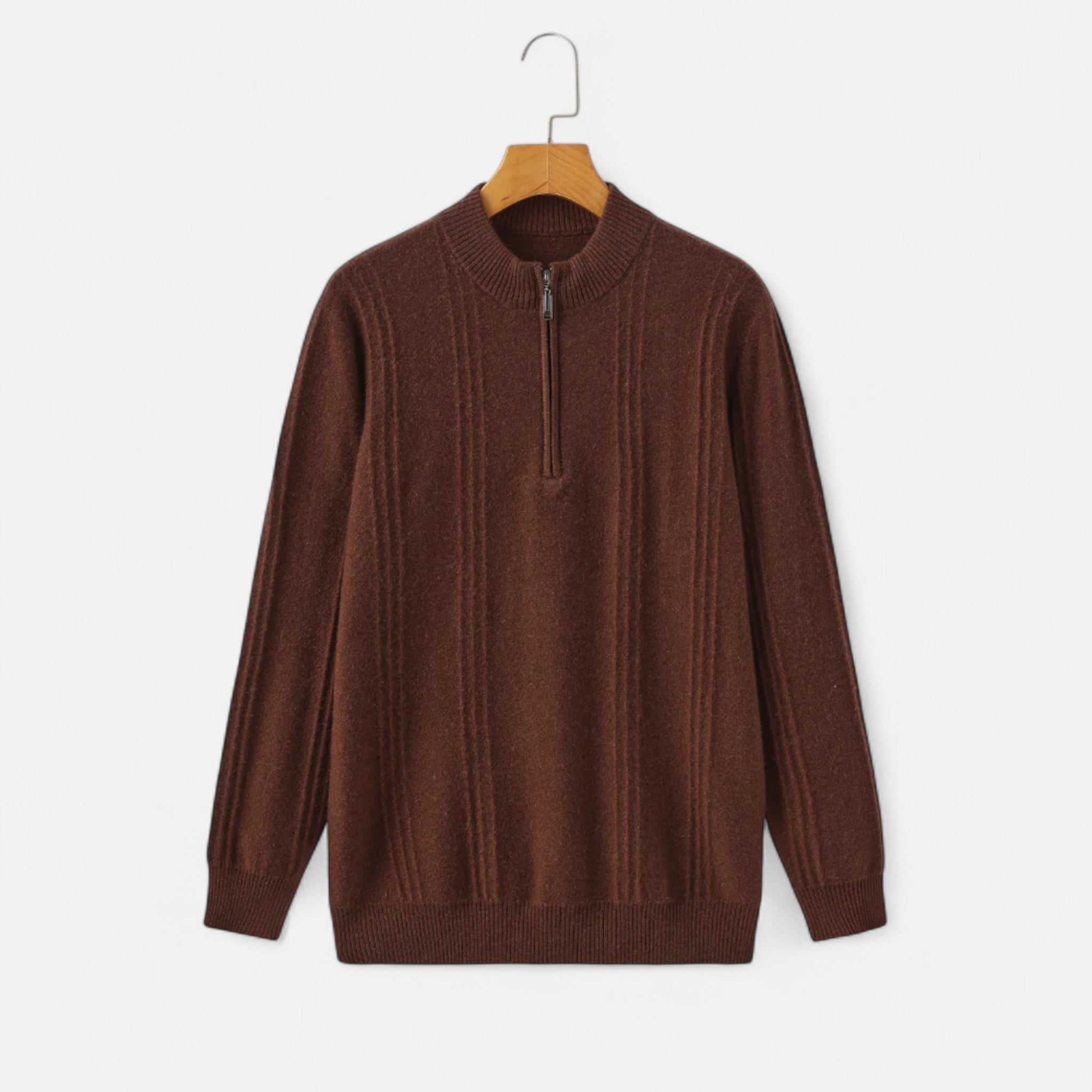 Ancienne Monde | Pull Homme Demi-Zip Col Montant Cachemire