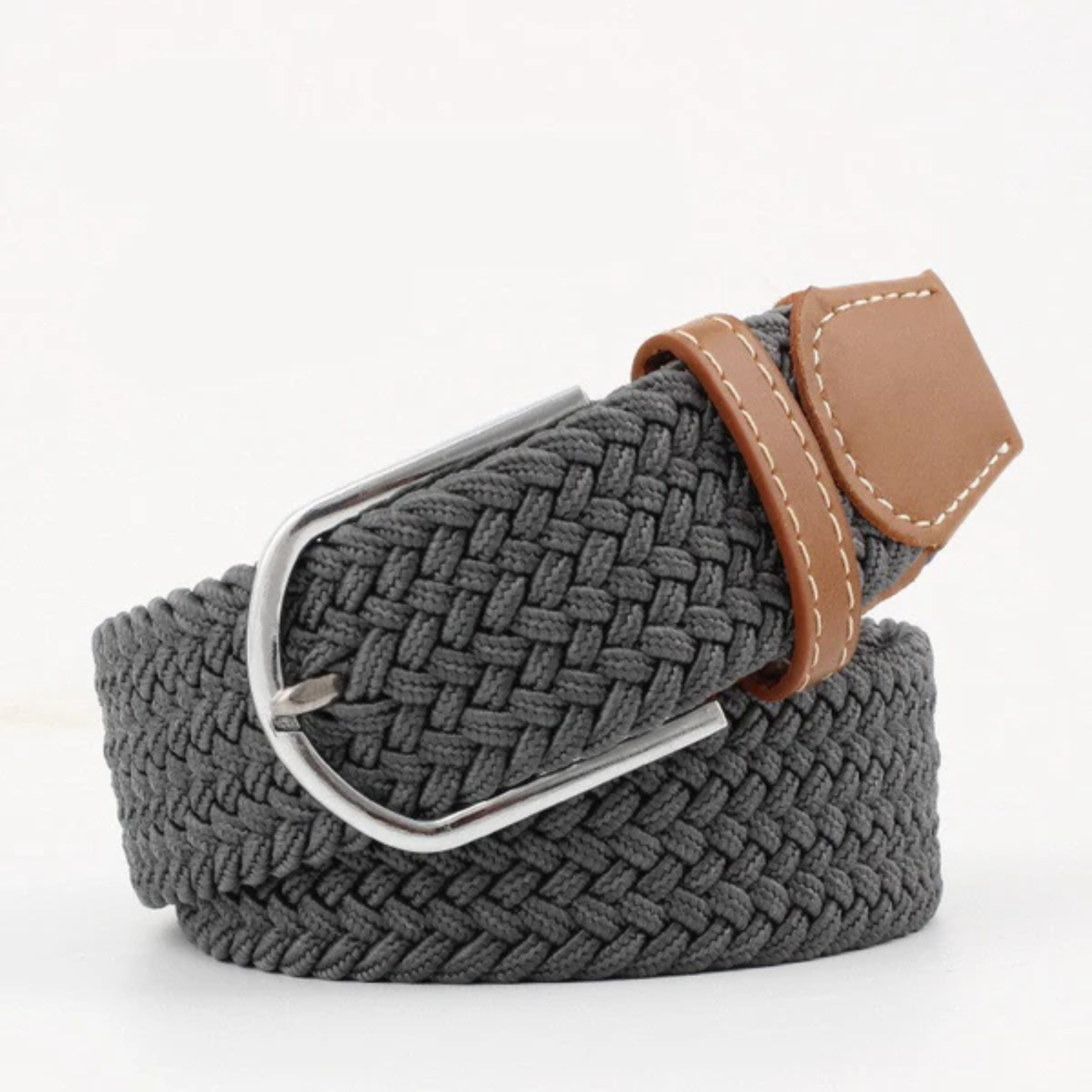 Cinturón trenzado para hombre — acabados en cuero — ajustable y casual