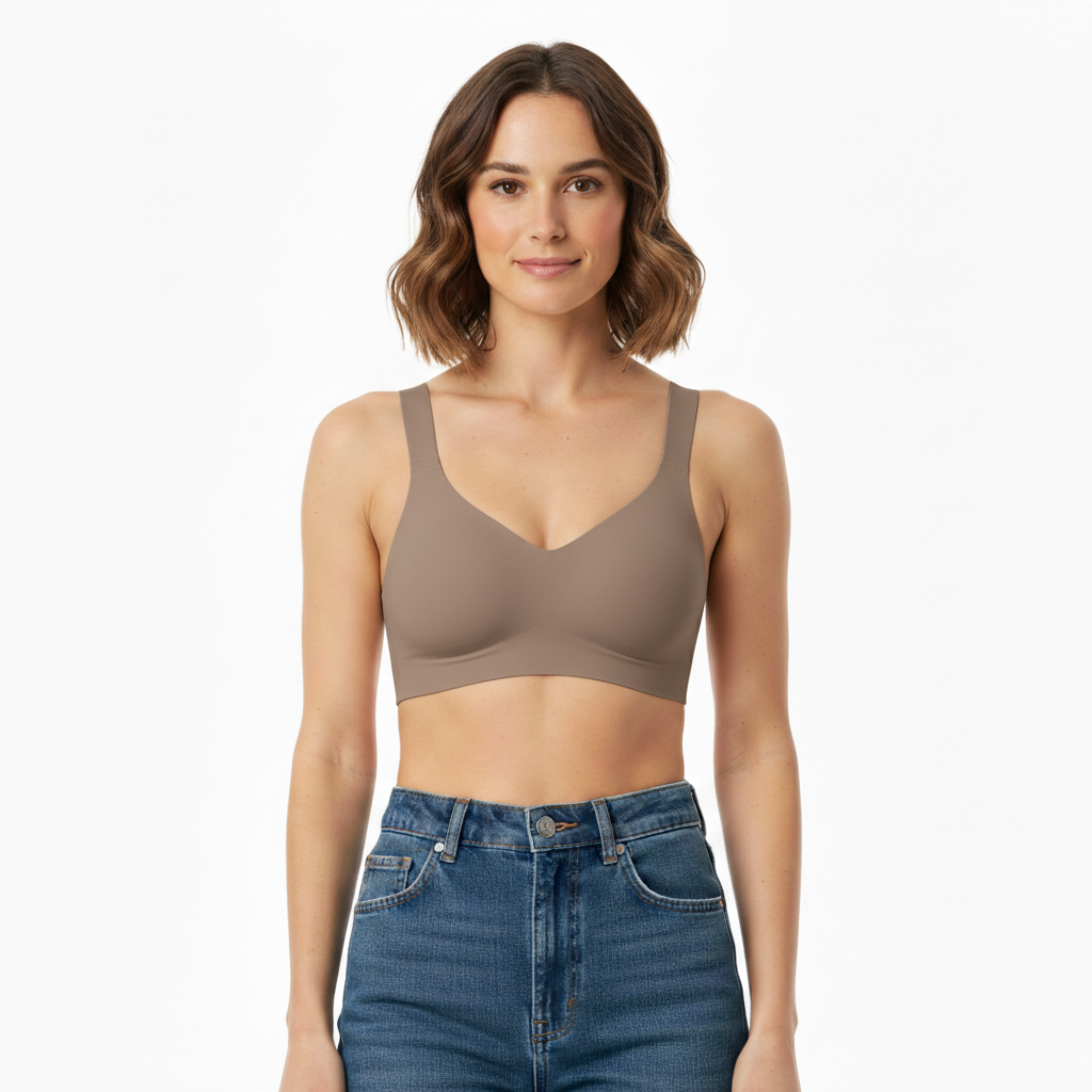 Sujetador push-up sin aros y sin costuras para mujer con tirantes ajustables y cierre de cuatro ganchos
