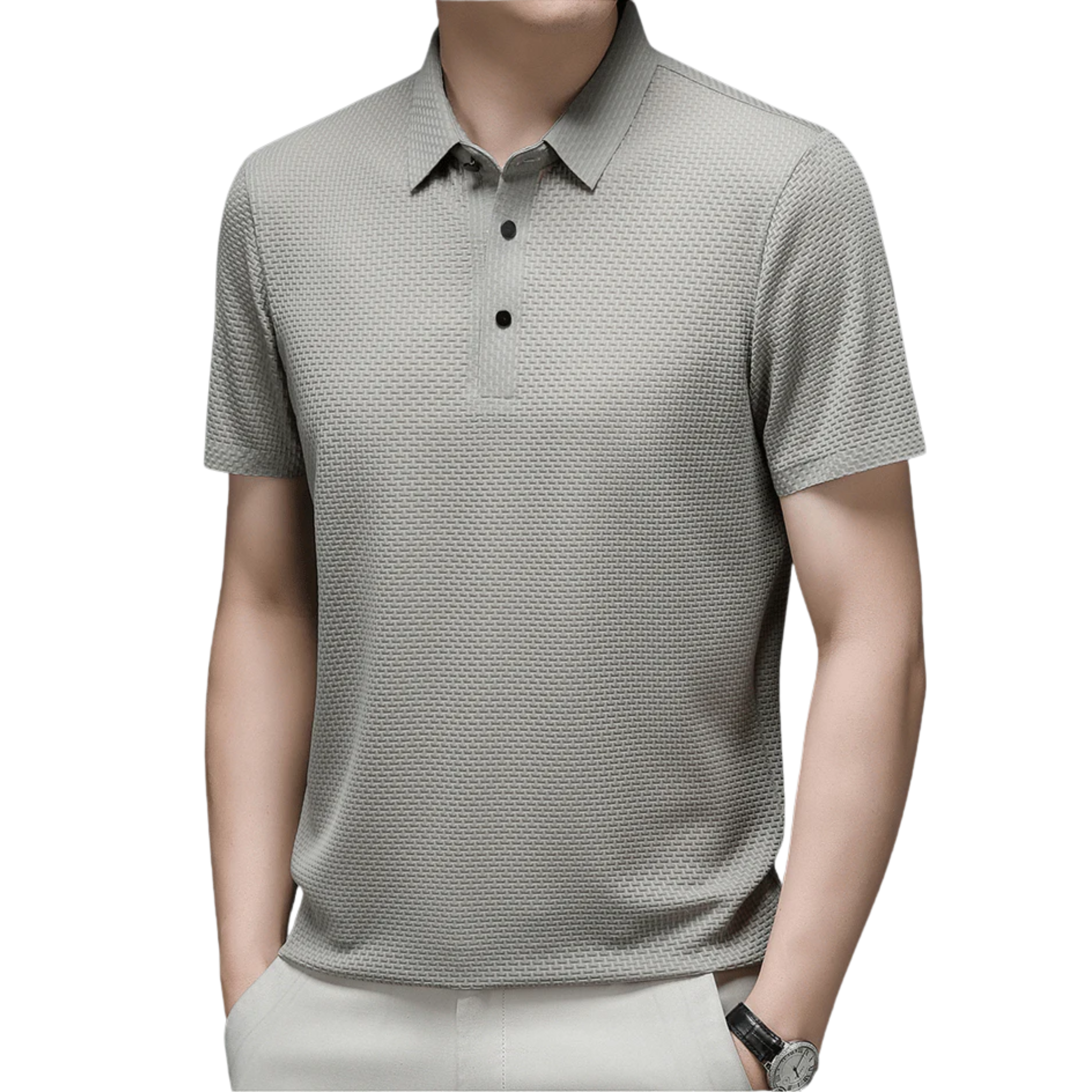 Men's Polo Shirt with Waffle Texture and Short Sleeves — Office & Relaxation