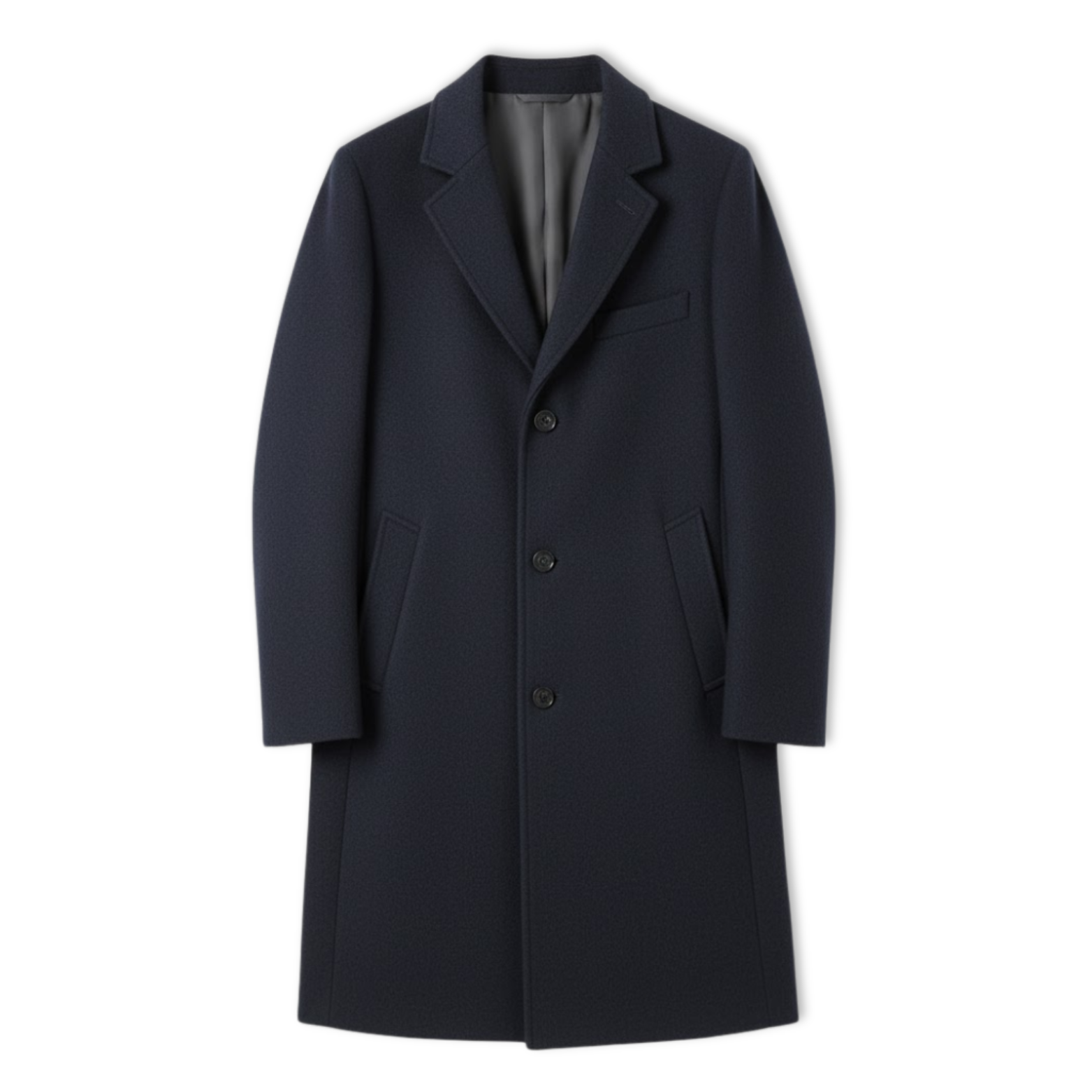 Luxury black trench coat for men with long sleeves, elegant casual coat