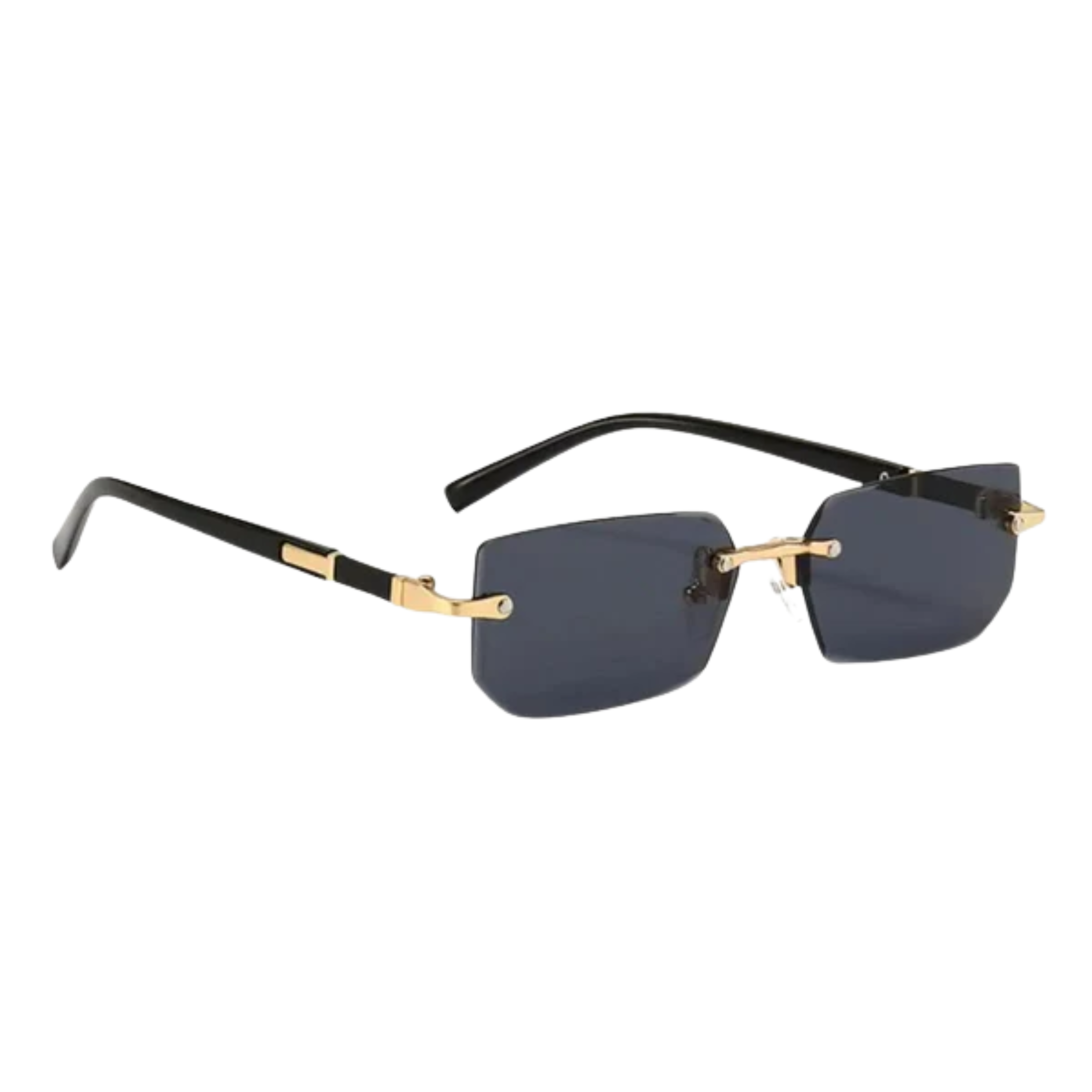 Gafas de sol rectangulares sin montura para hombre con puente de metal