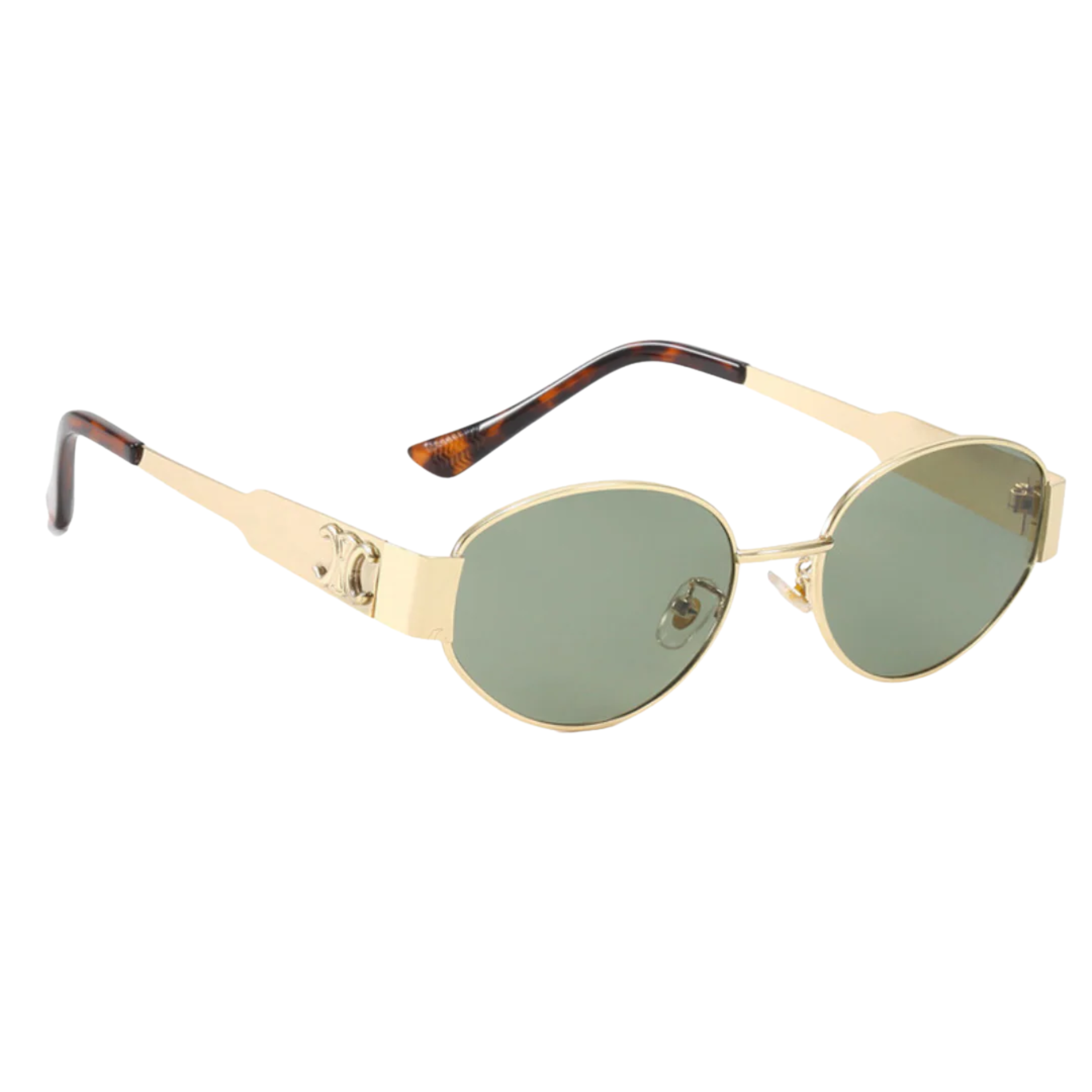 Lunettes de Soleil Ovales Vintage en Métal avec Protection UV400 pour Femmes