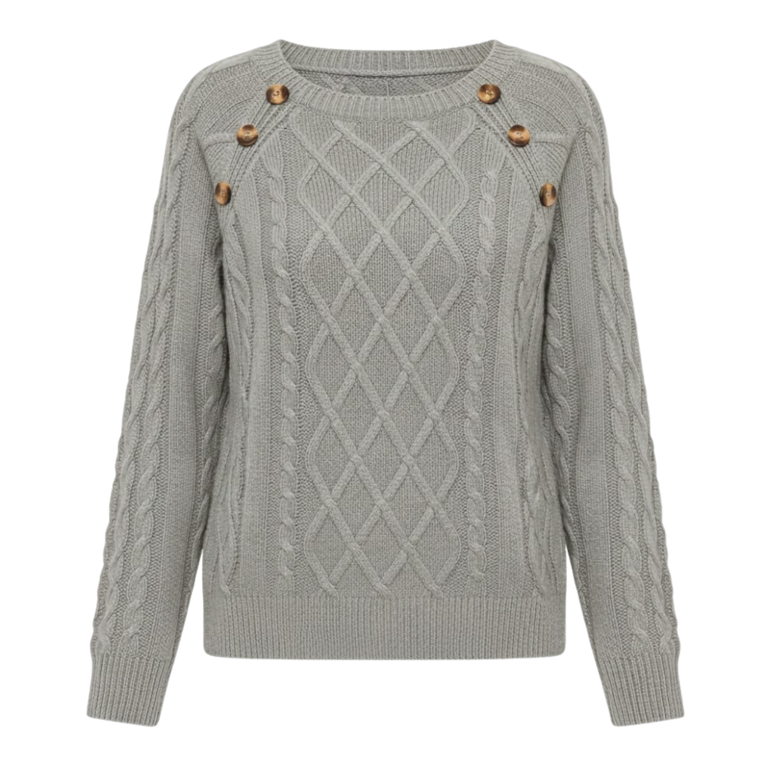 Twisted knit sweater for women, round neck, thick fabric, elegant and stylish