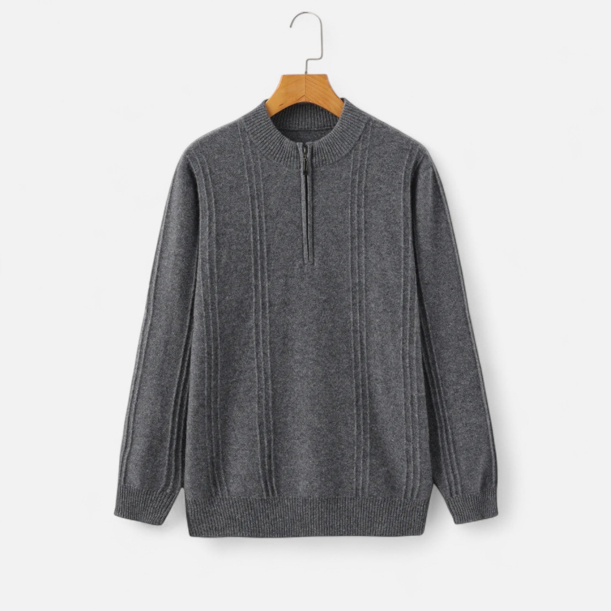Ancienne Monde | Pull Homme Demi-Zip Col Montant Cachemire