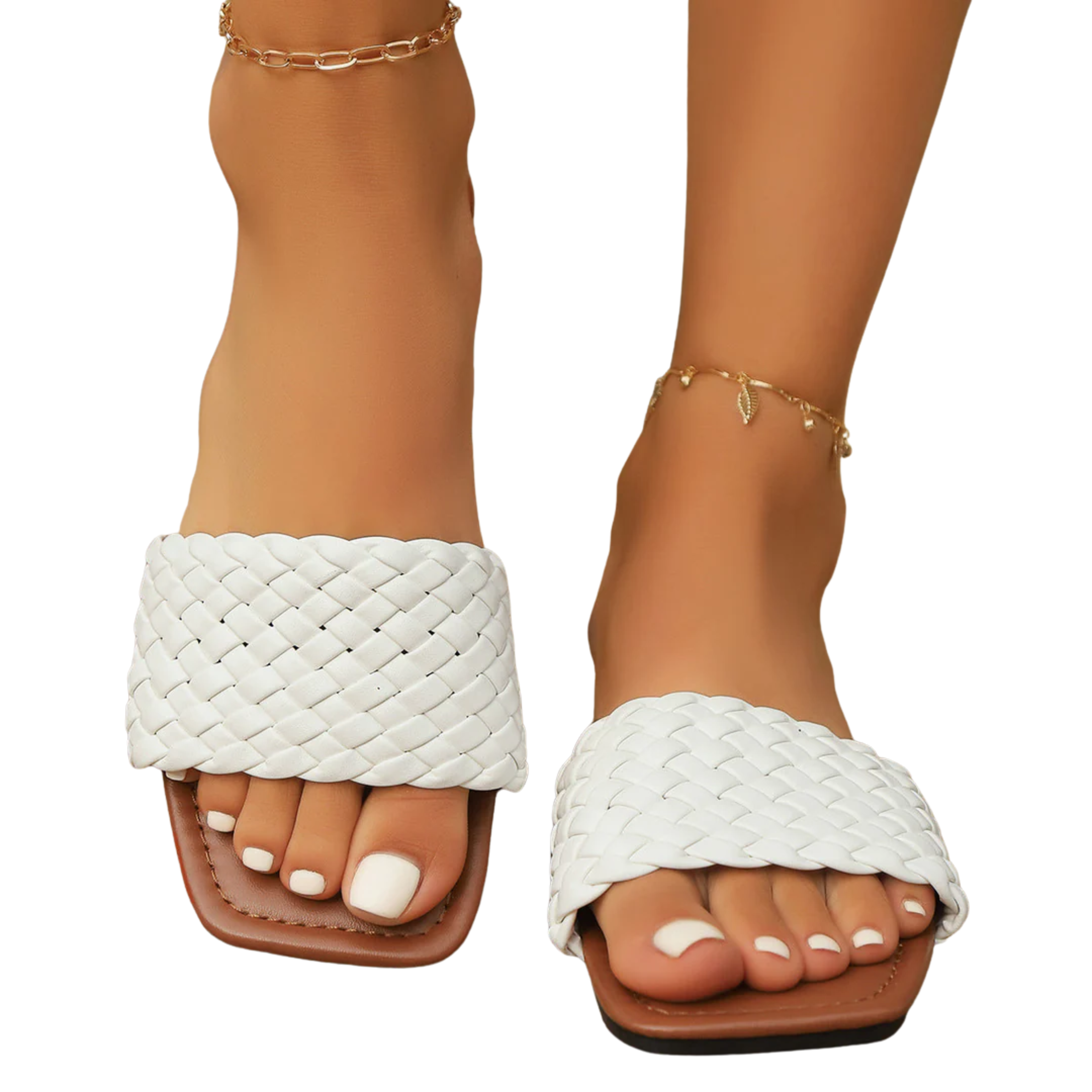 Sandales à brides tressées pour femme — semelle rembourrée — mode plage