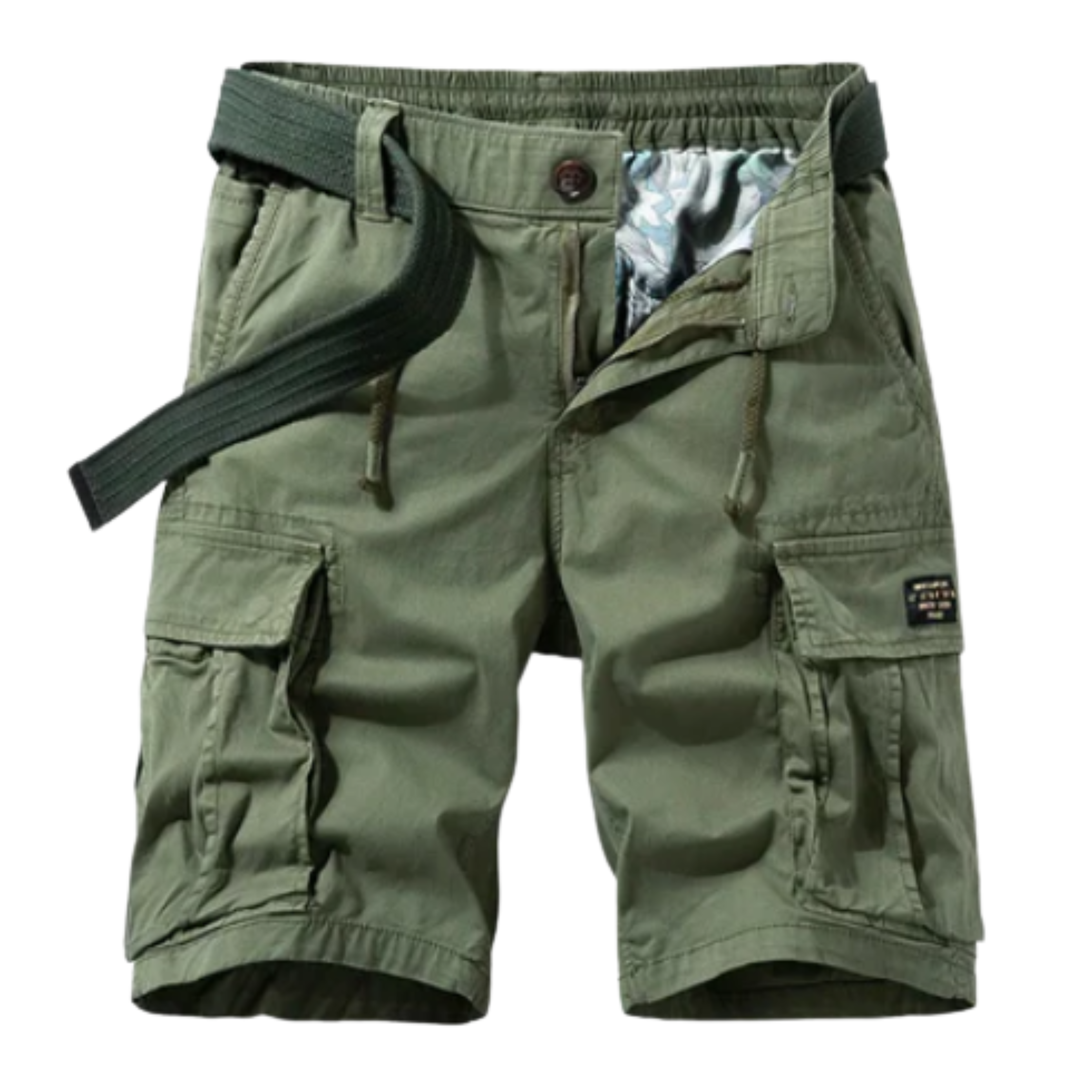 Cotton cargo bermuda shorts — multi-pocket utility style — vacation