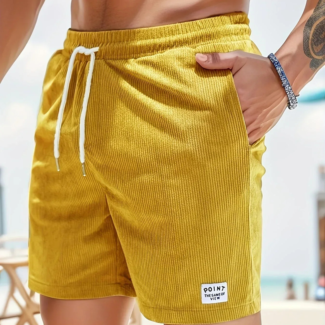 Men's velvet high shorts — casual summer clothing with drawstring