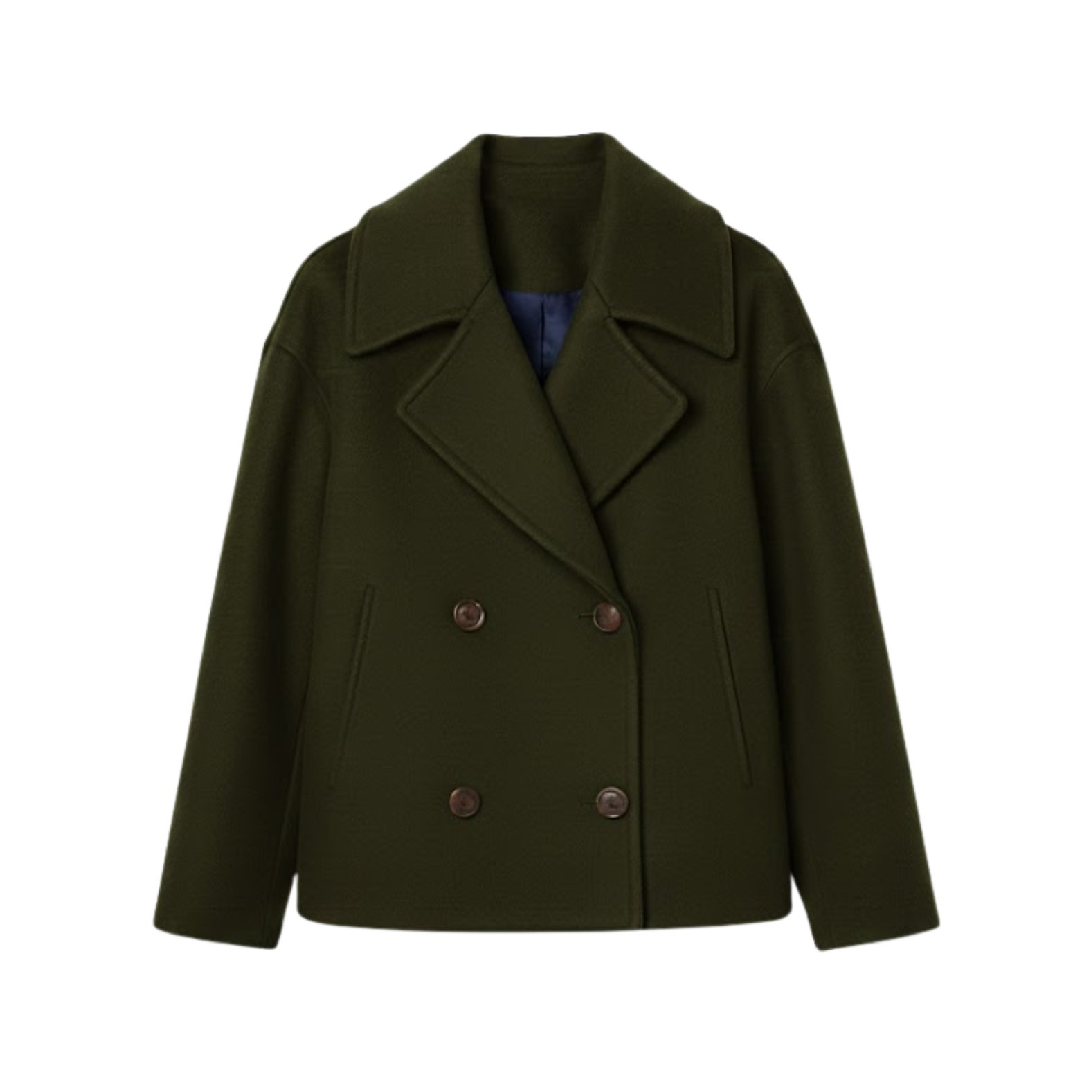 Women's Wool Coat Double-Breasted Versatile with Simple Design