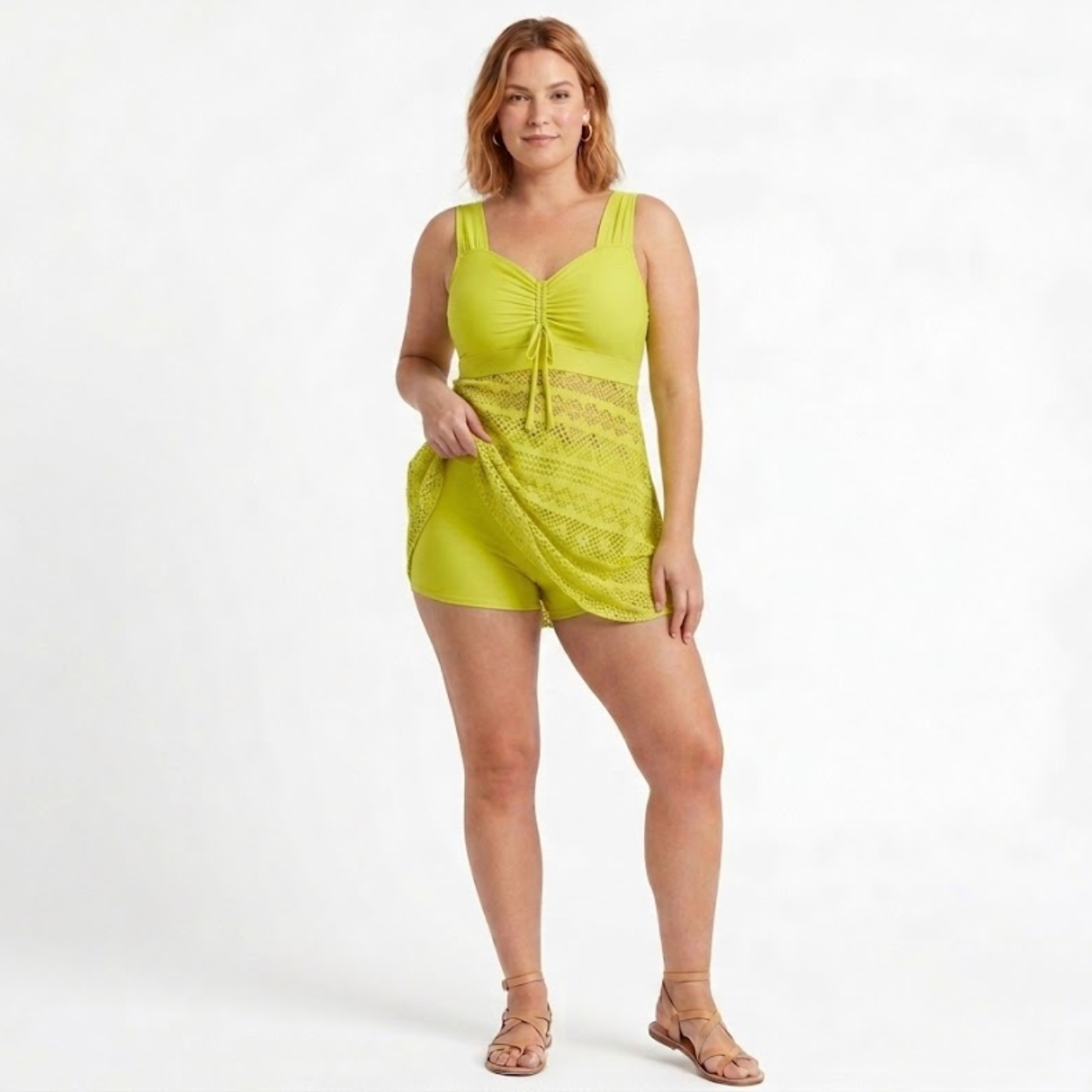 Tankini sæt til kvinder med højtaljet top og shorts