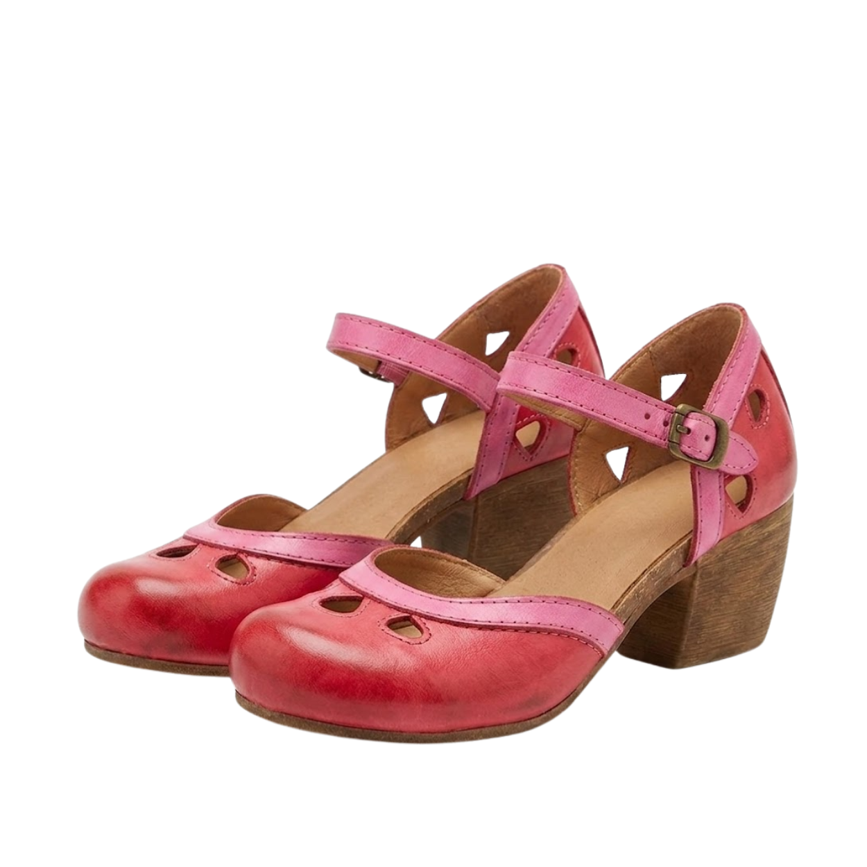 Sandálias de Salto Quadrado para Mulher, Sapatos Retro com Tira no Tornozelo e Biqueira Redonda