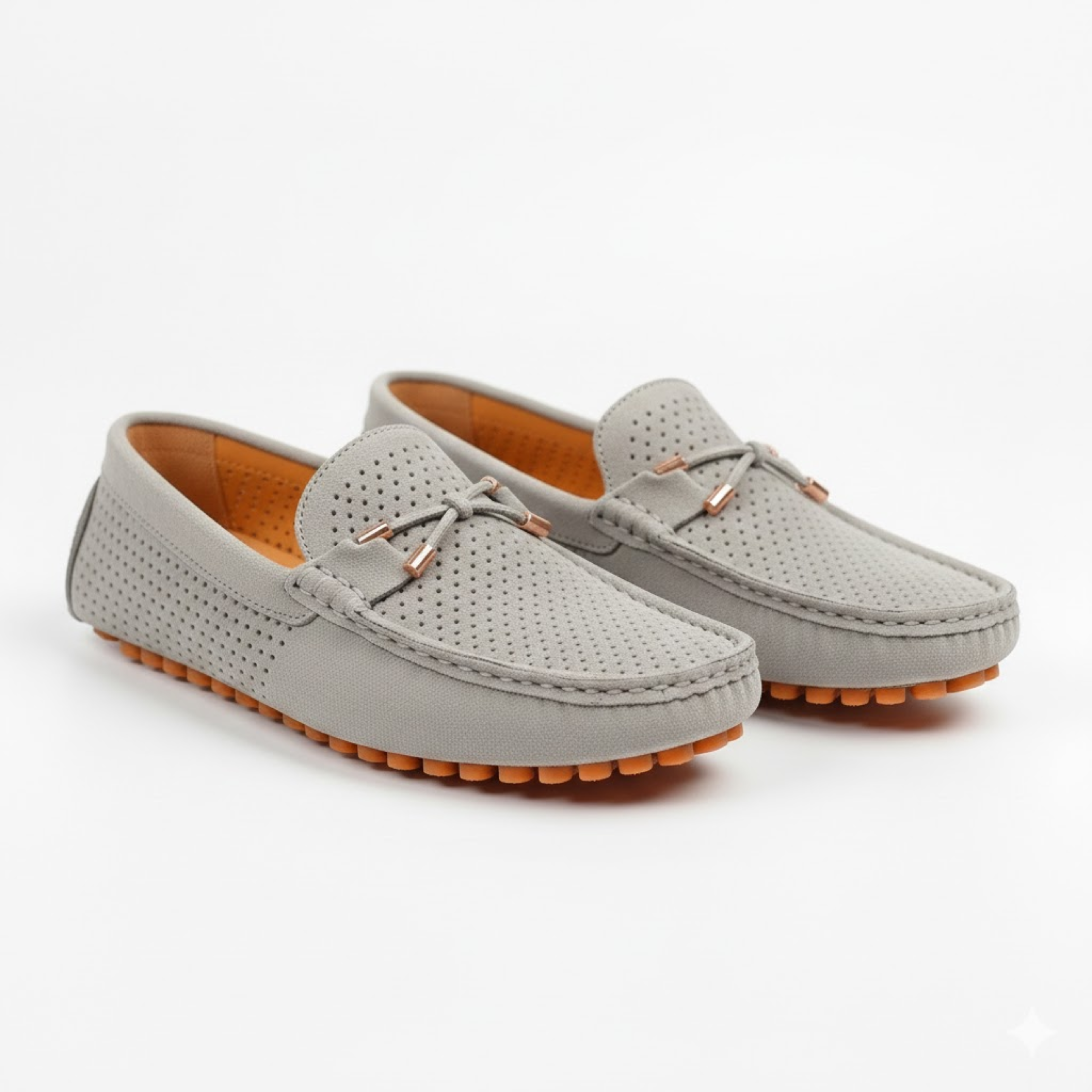 Mocassins en Cuir Véritable pour Hommes à Perforations et Semelle à Picots