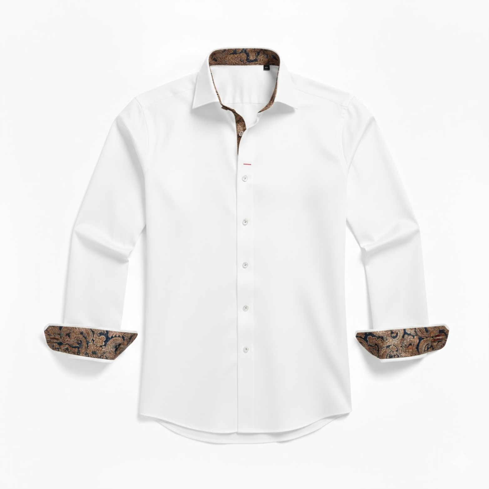 Fitted long-sleeve dress shirt for men with contrasting collar and cuffs