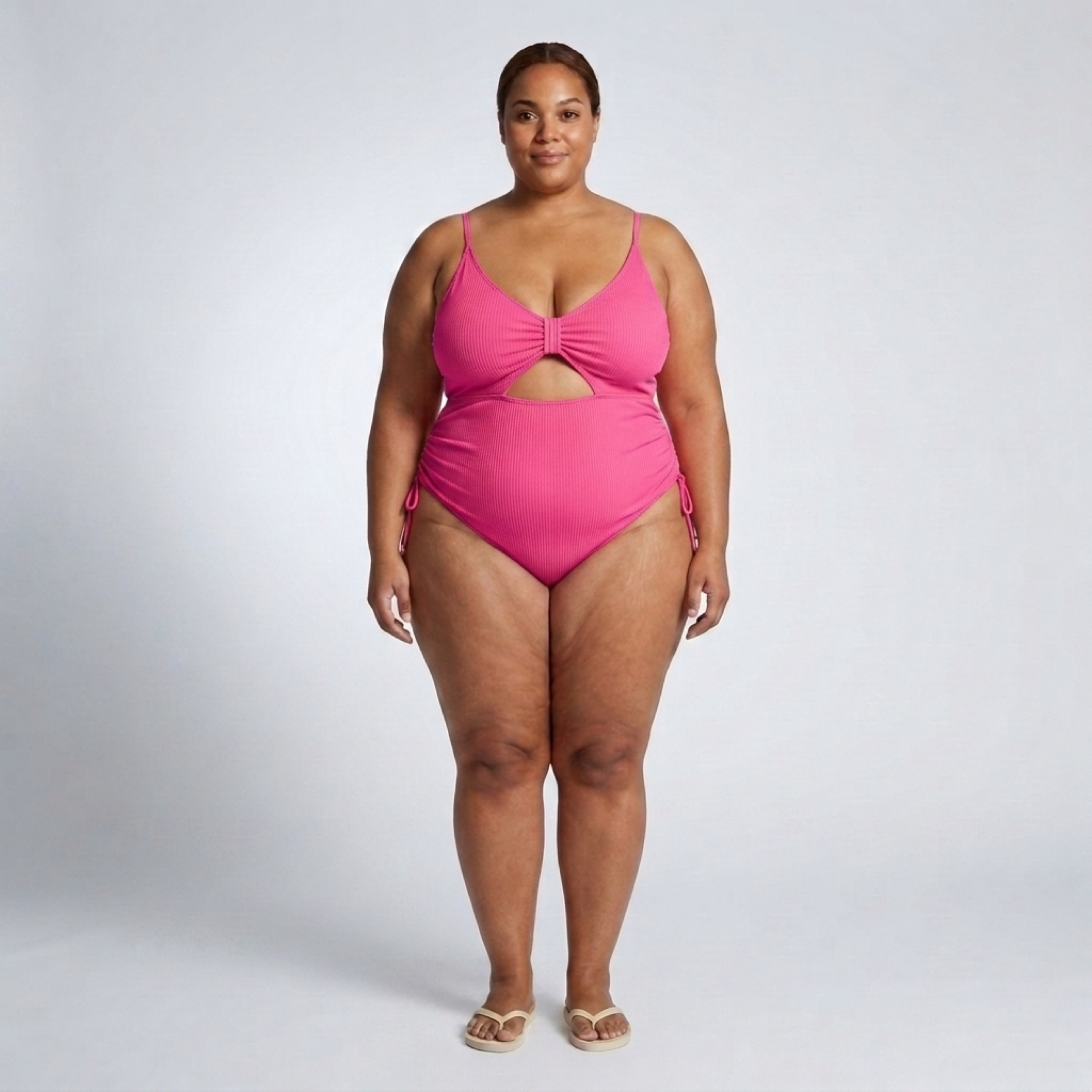 Costume da bagno intero taglia grande da donna con ritagli e arricciature