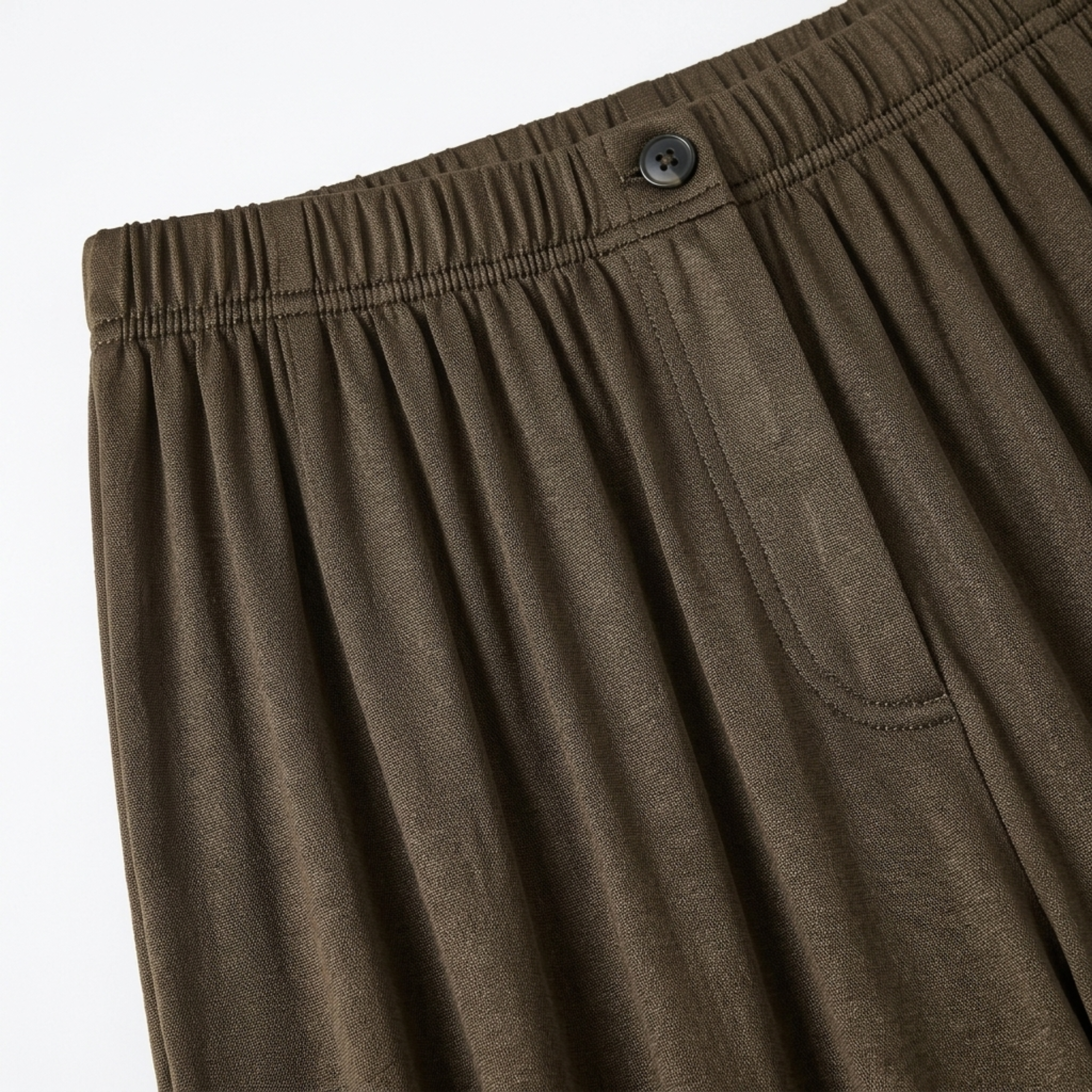 Pantalone largo taglia grande da donna con vita elastica drappeggiata fluida